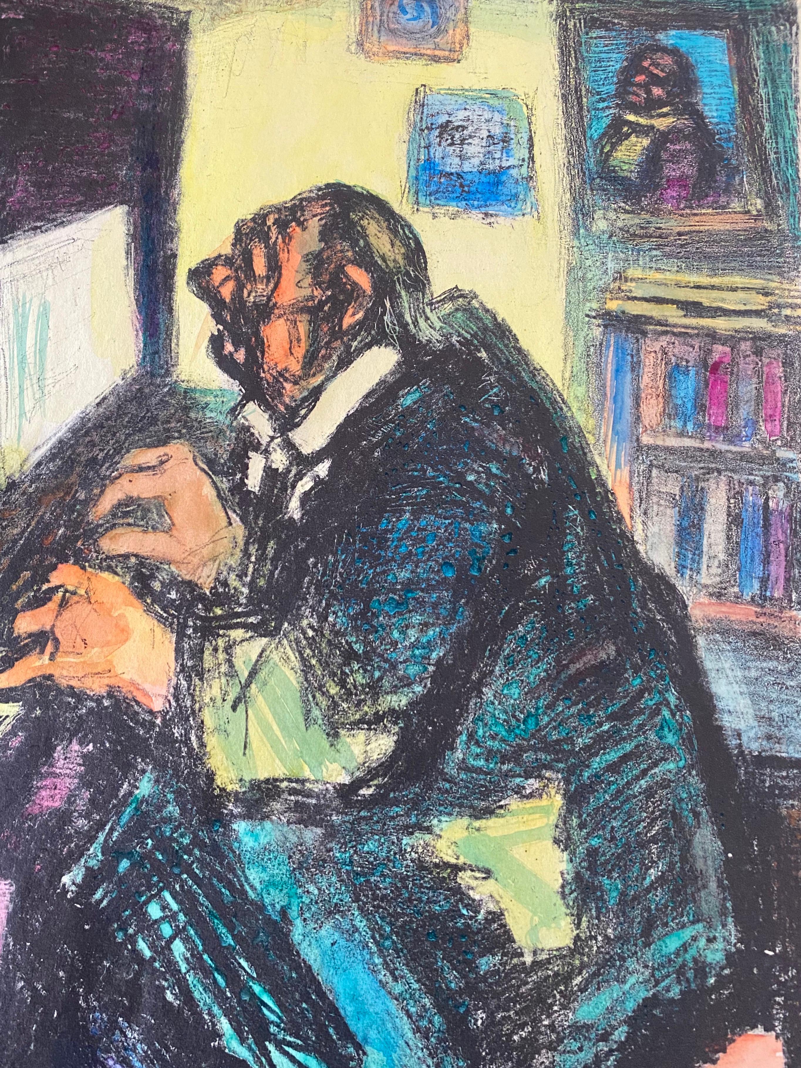 Expressionist Hand Signed Lithograph - Benjamin Kopman For Sale 3