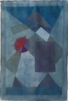Polish French Judaica Watercolor Gouache Painting Original Bauhaus Yiddish Art
