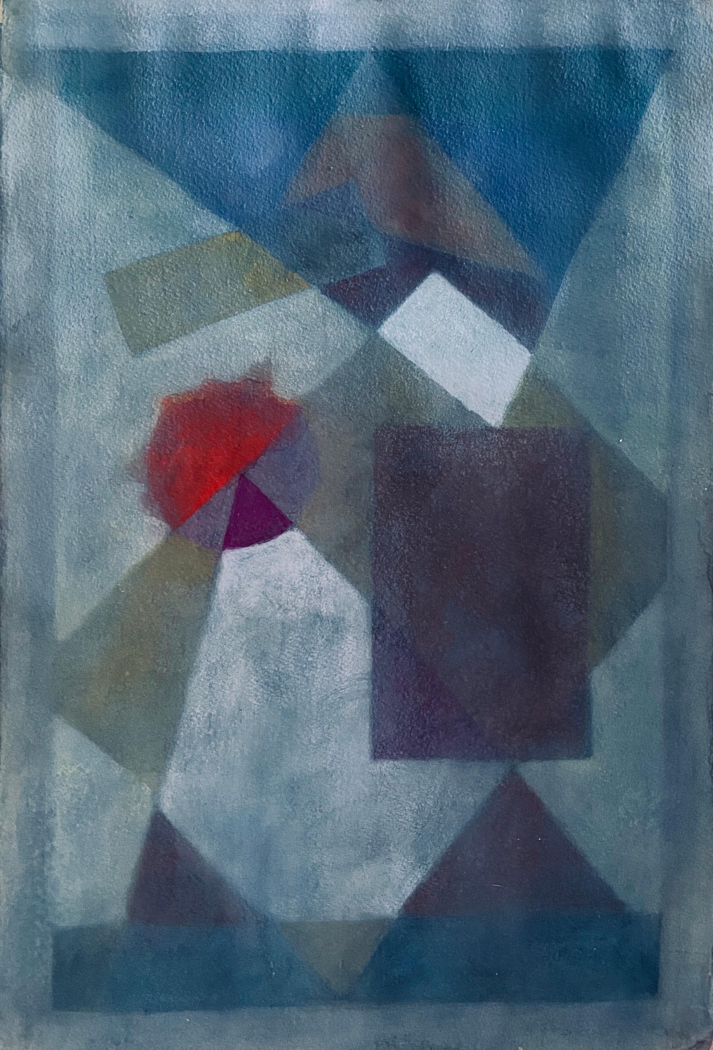 Polnisches französisches Judaica Aquarell Gouache-Gemälde Original Bauhaus Yiddish Kunst, Original – Art von Moses Bagel Bahelfer