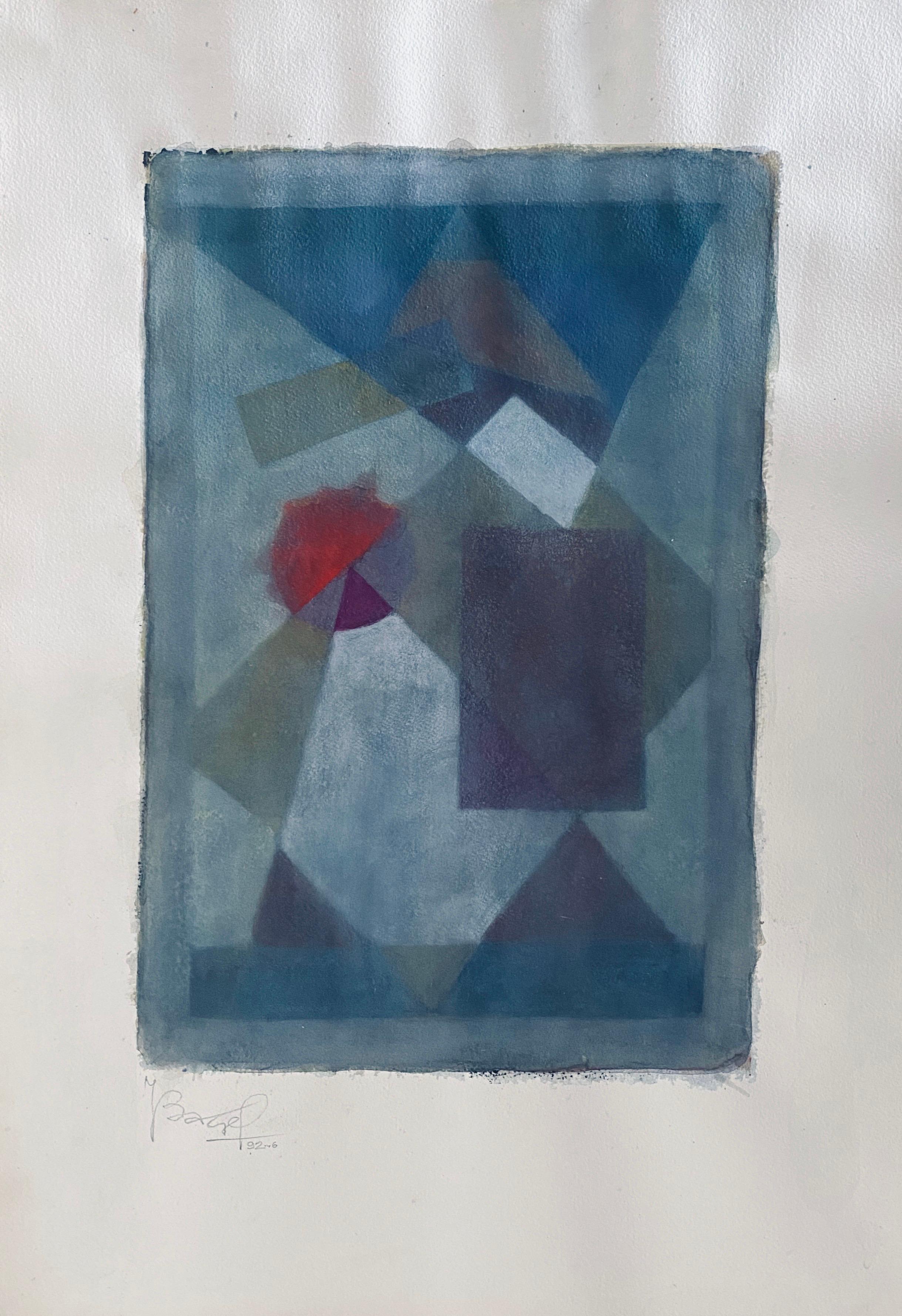 Polnisches französisches Judaica Aquarell Gouache-Gemälde Original Bauhaus Yiddish Kunst, Original (Moderne), Art, von Moses Bagel Bahelfer