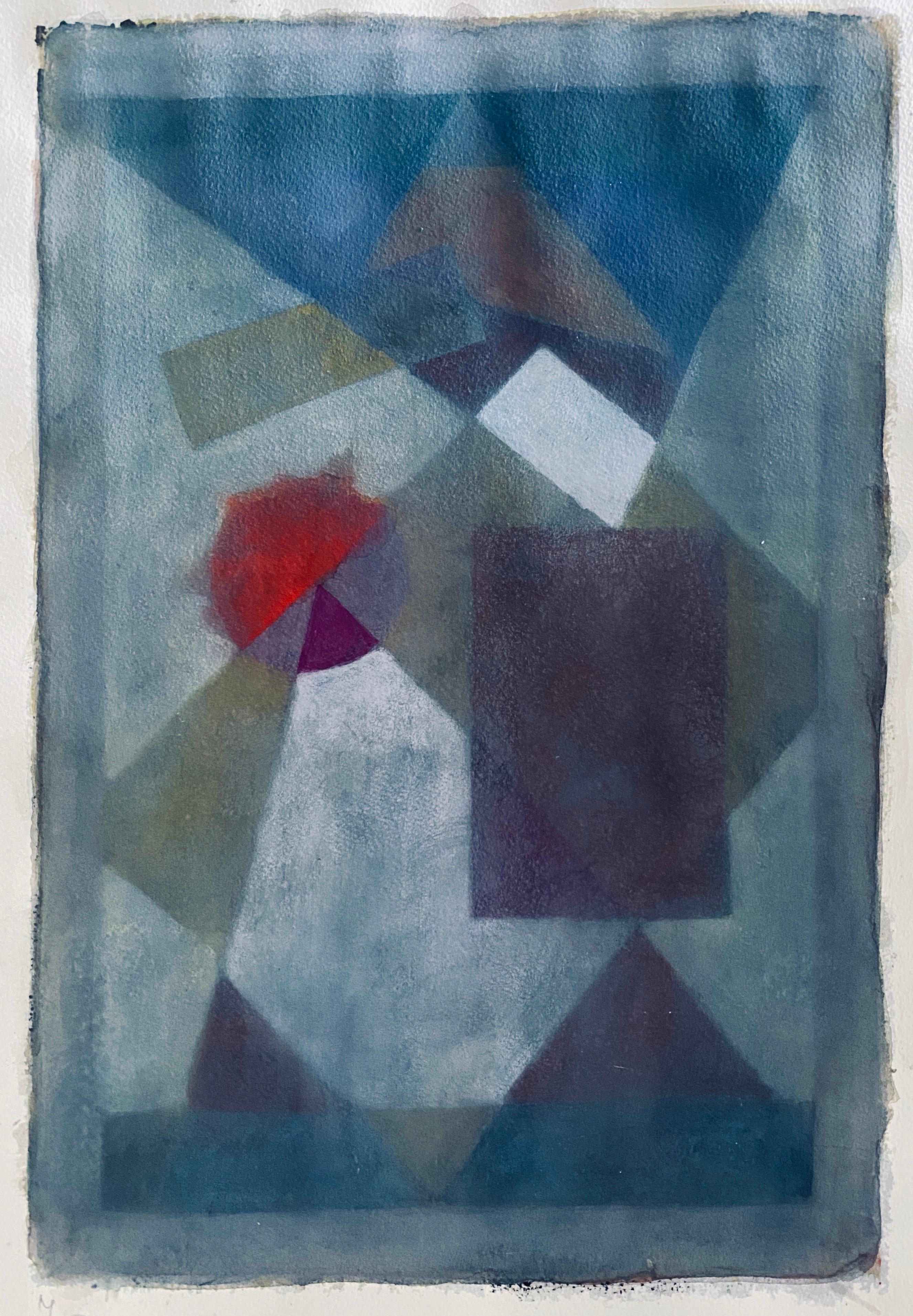 Polnisches französisches Judaica Aquarell Gouache-Gemälde Original Bauhaus Yiddish Kunst, Original (Grau), Figurative Art, von Moses Bagel Bahelfer