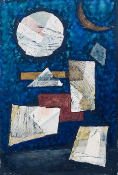 Polish French Judaica Watercolor Gouache Painting Original Bauhaus Yiddish Art