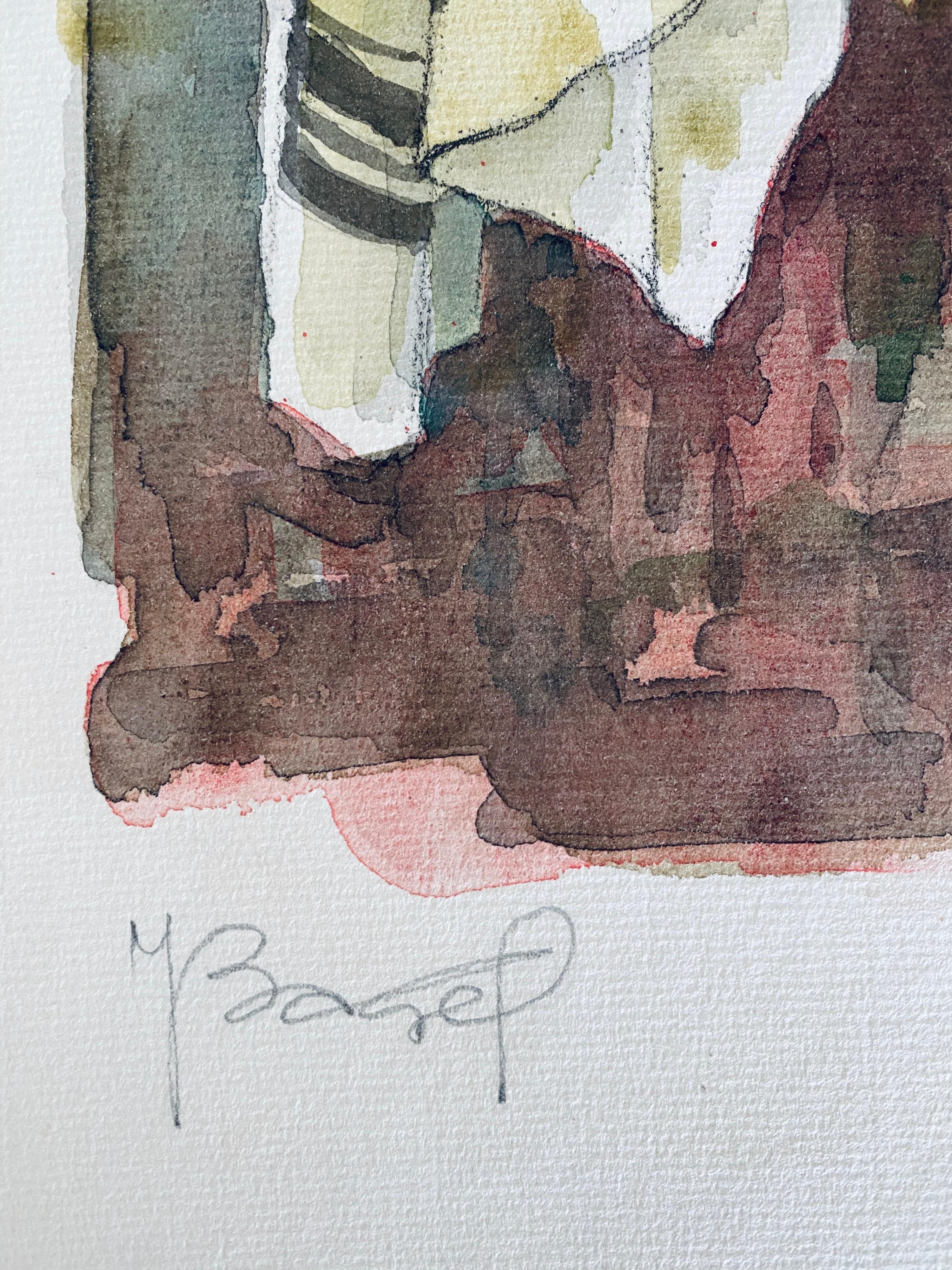 Polacco Francese Judaica Pittura ad acquerello a guazzo Originale Bauhaus Arte Yiddish in vendita 2