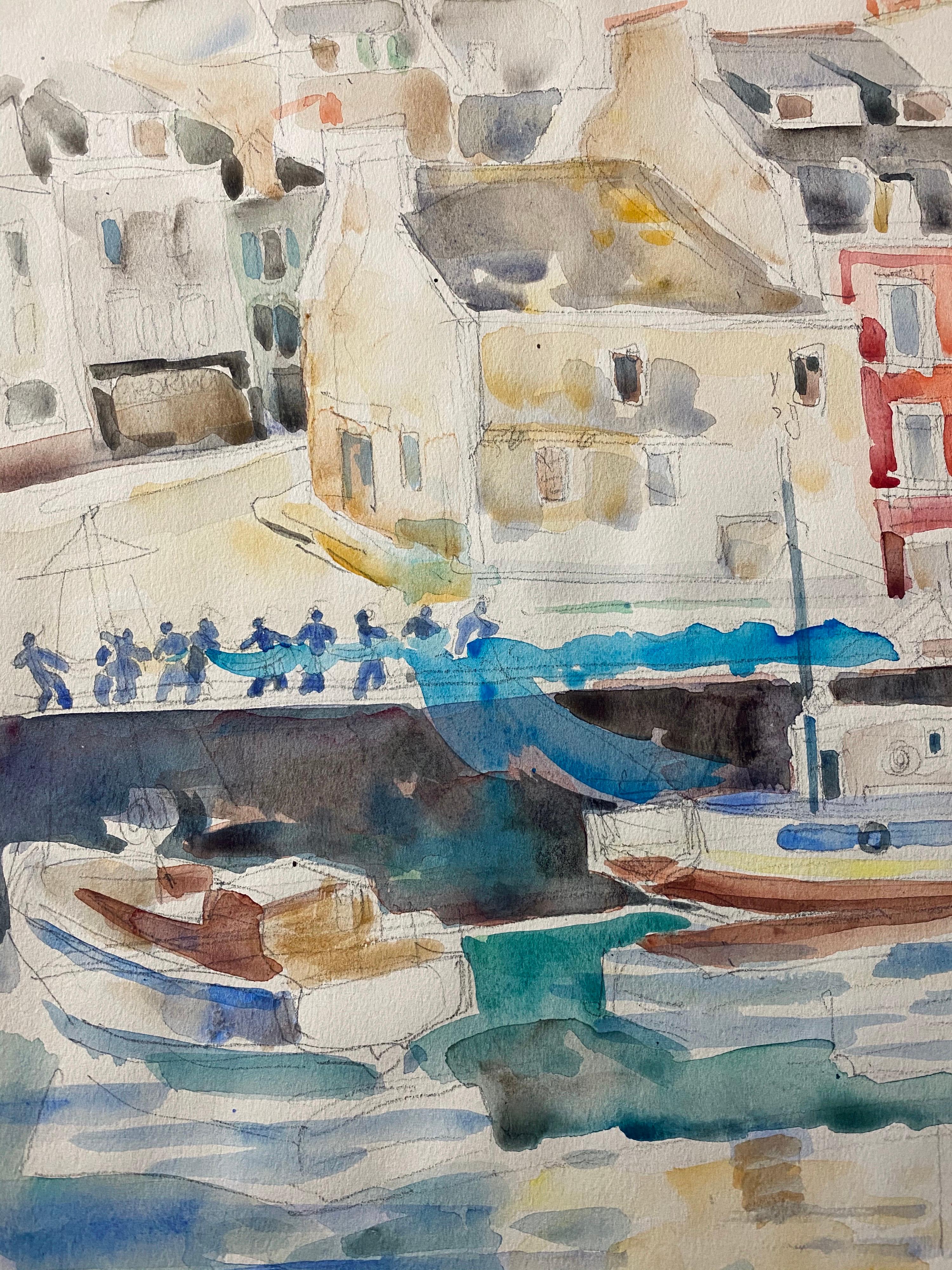 Polacco Francese Judaica Pittura ad acquerello a guazzo Originale Bauhaus Arte Yiddish in vendita 1
