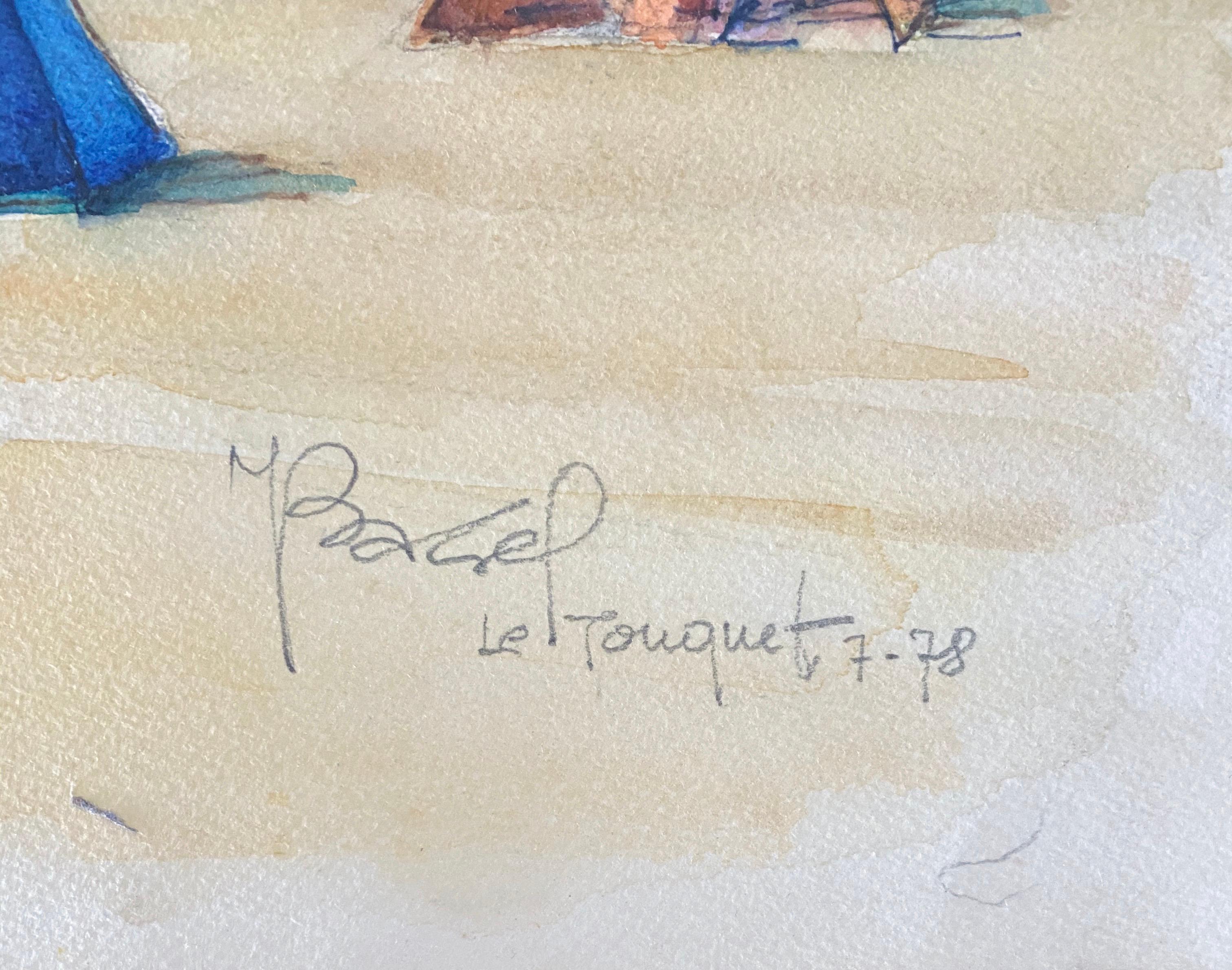 Pintura Judaica Polaca Francesa Acuarela Gouache Original Bauhaus Arte Yiddish en venta 2