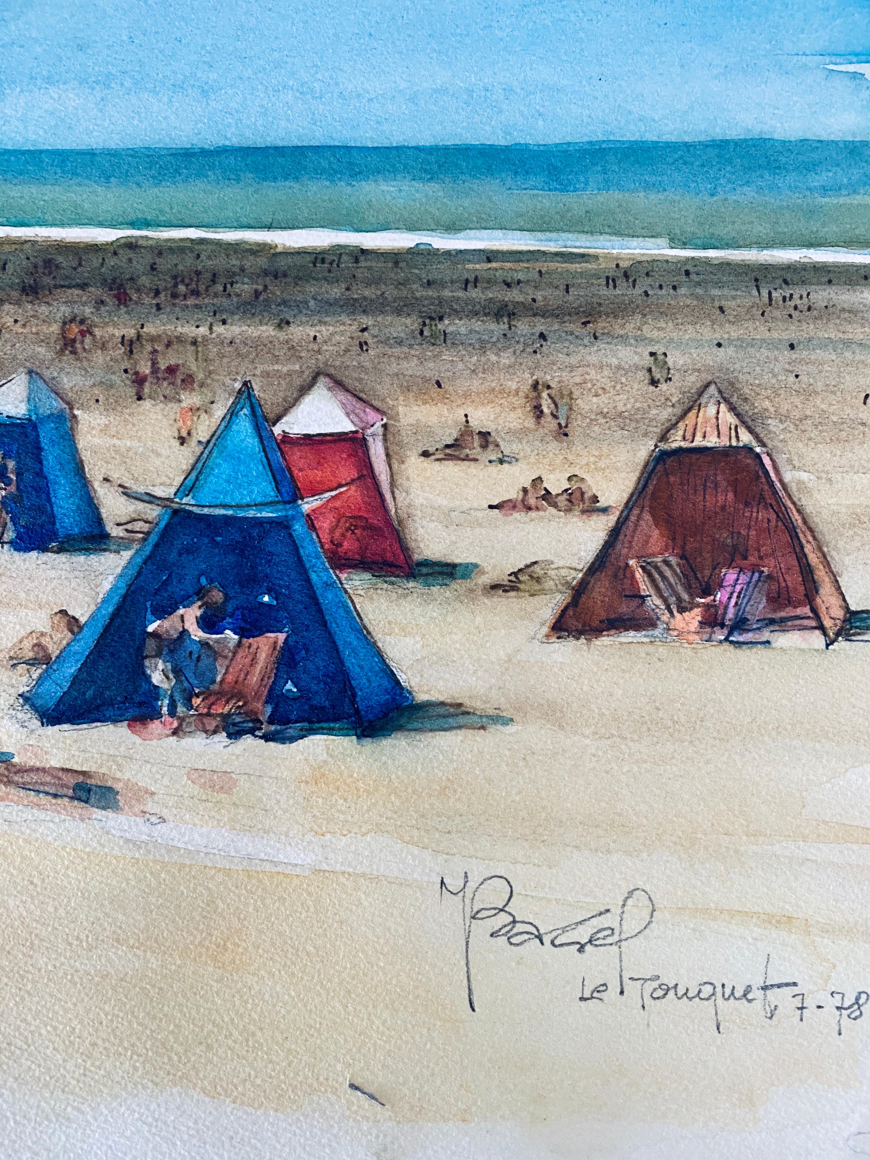 Pintura Judaica Polaca Francesa Acuarela Gouache Original Bauhaus Arte Yiddish en venta 3