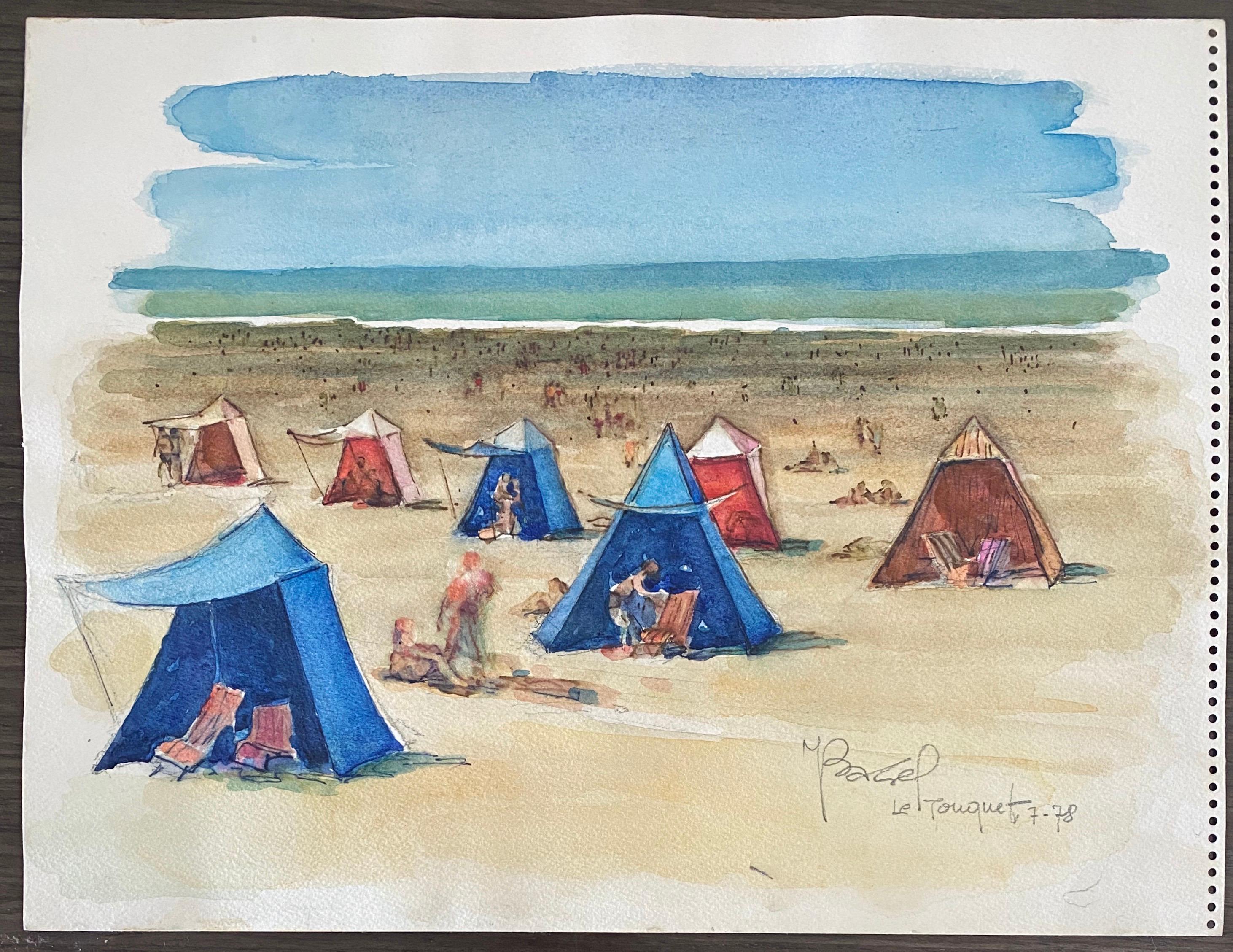 Pintura Judaica Polaca Francesa Acuarela Gouache Original Bauhaus Arte Yiddish en venta 5
