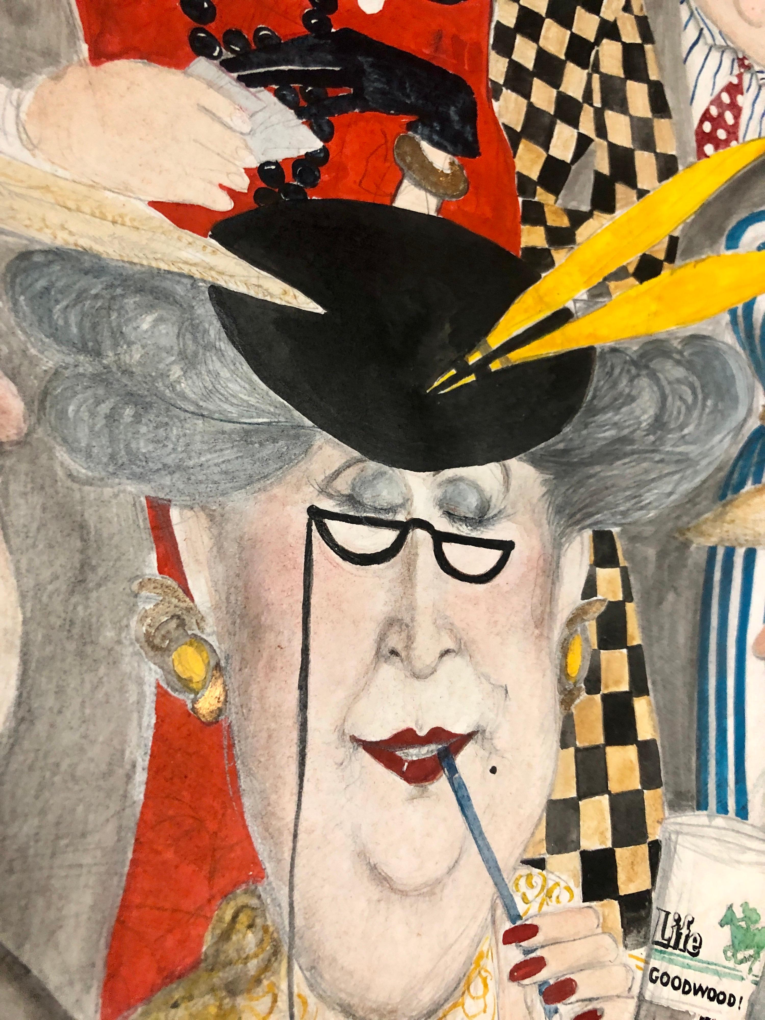 Rara Pintura Original Británica Grande de Acuarela de Arte Ilustrado 