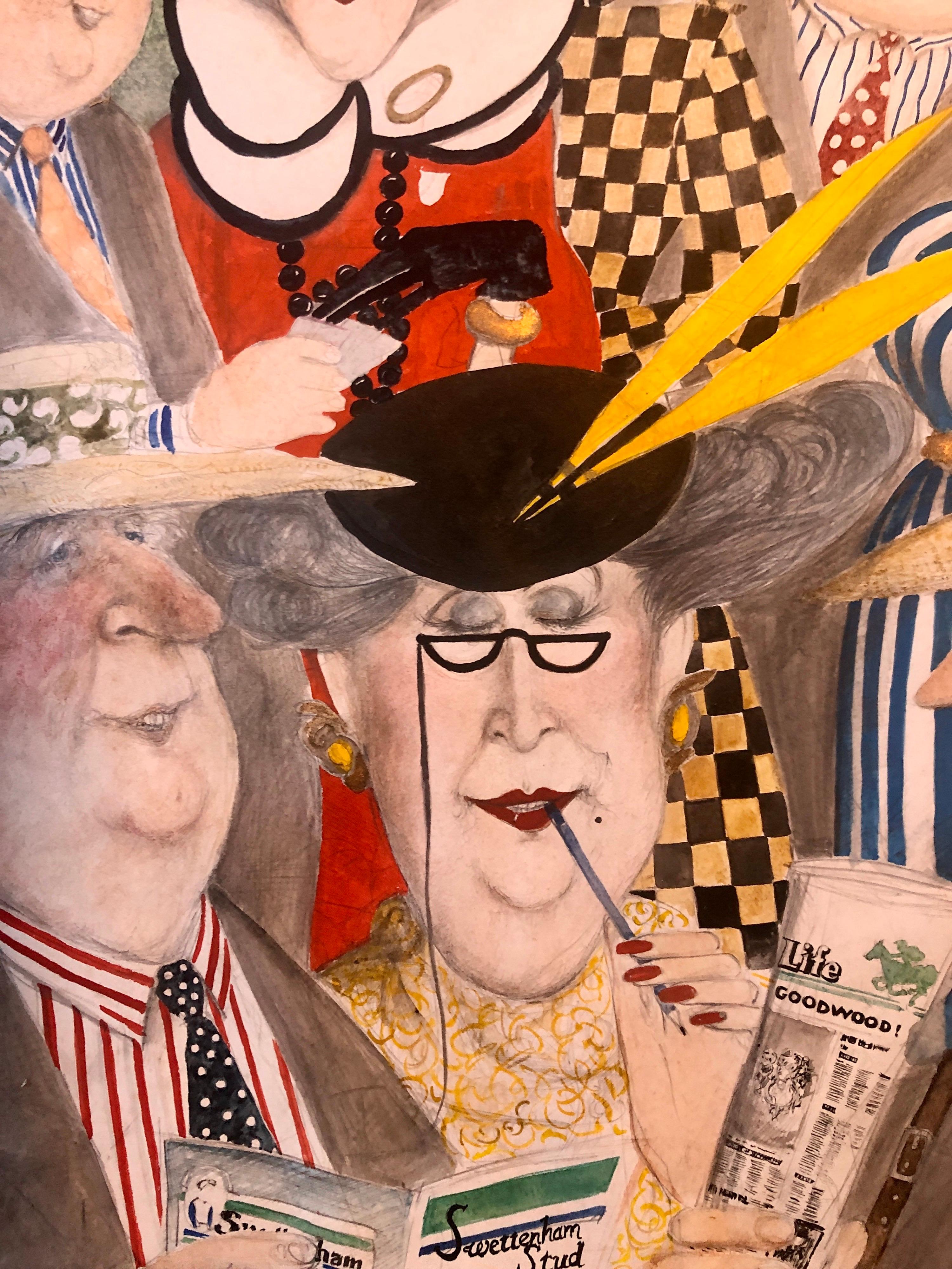 Rara Pintura Original Británica Grande de Acuarela de Arte Ilustrado 