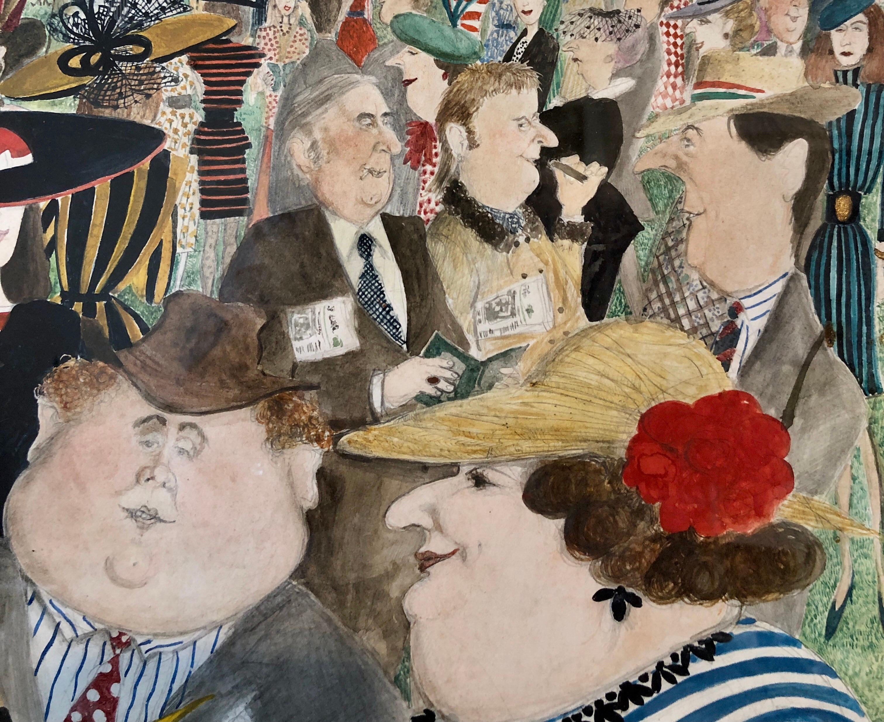 Rara Pintura Original Británica Grande de Acuarela de Arte Ilustrado 