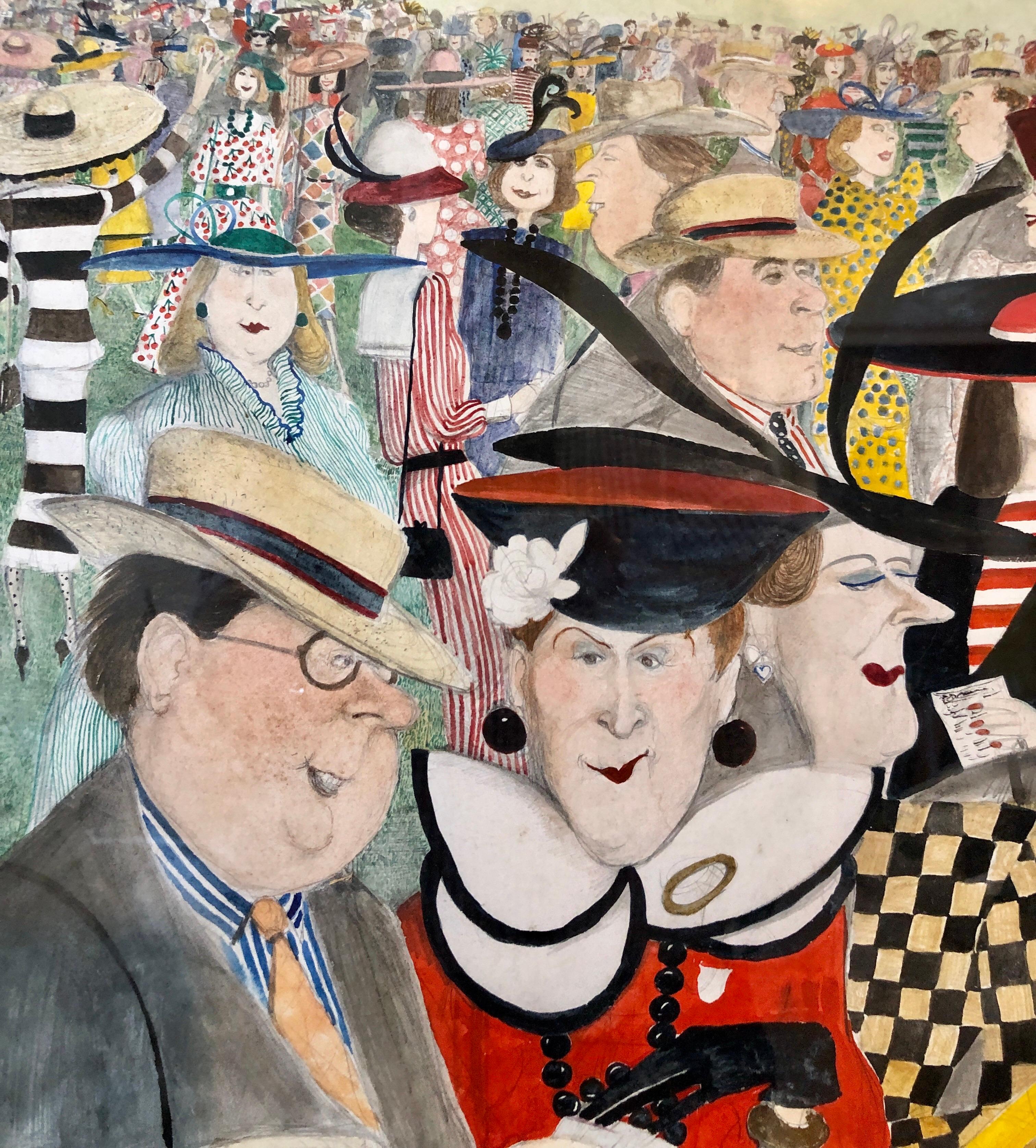 Rara Pintura Original Británica Grande de Acuarela de Arte Ilustrado 