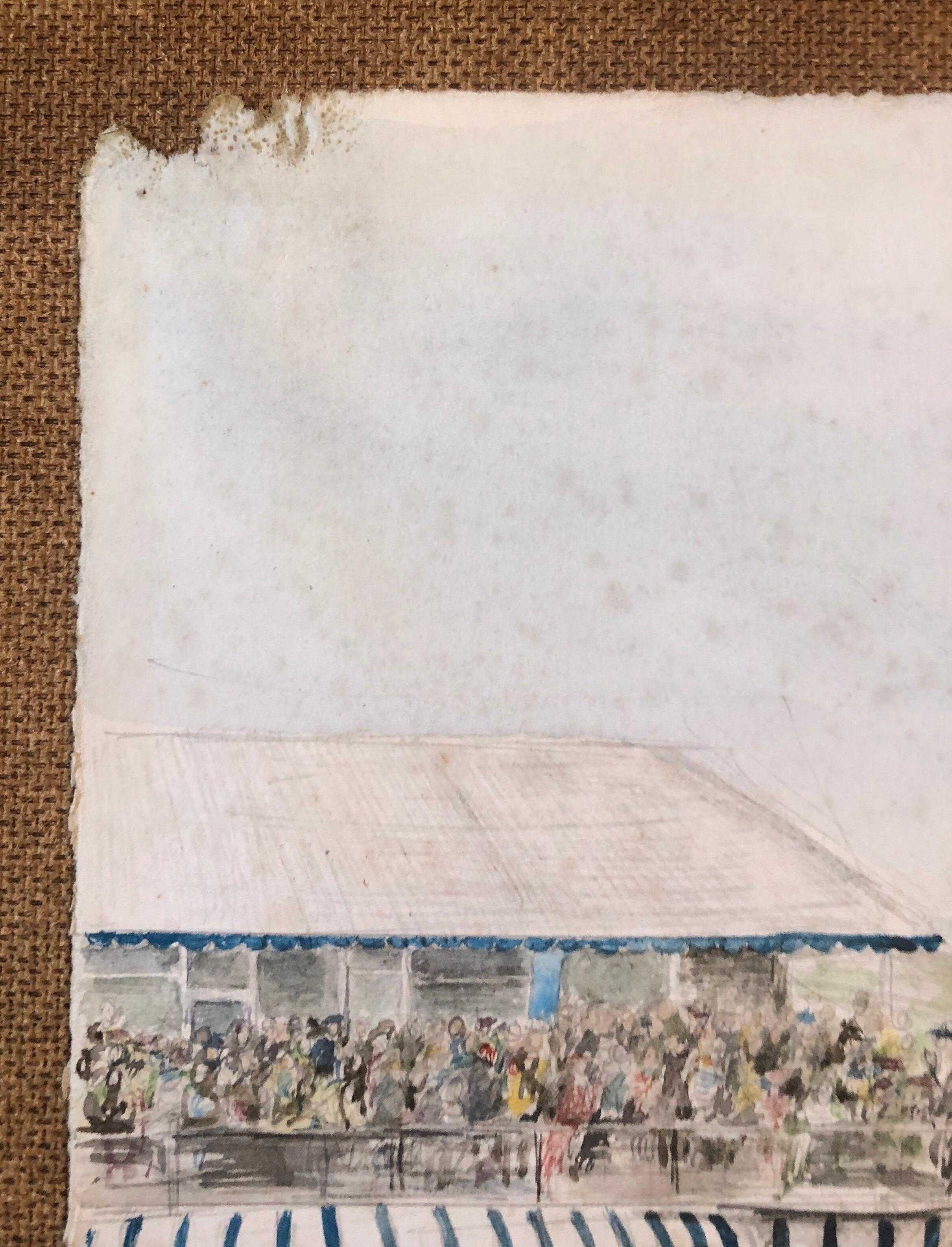 Rara Pintura Original Británica Grande de Acuarela de Arte Ilustrado 