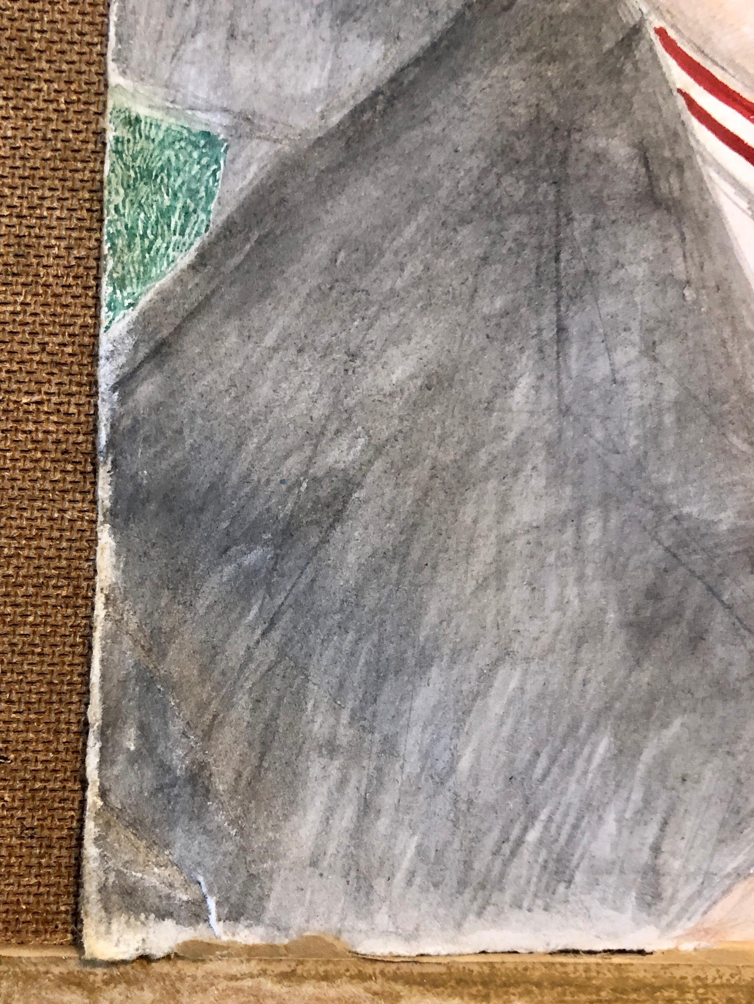 Rara Pintura Original Británica Grande de Acuarela de Arte Ilustrado 