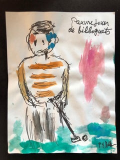 Modernist Watercolor Painting Peter Goldman American Filmmaker Neo Expressionist