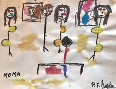 Modernist Watercolor Painting Peter Goldman American Filmmaker Neo Expressionist