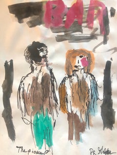 Modernist Watercolor Painting Peter Goldman American Filmmaker Neo Expressionist