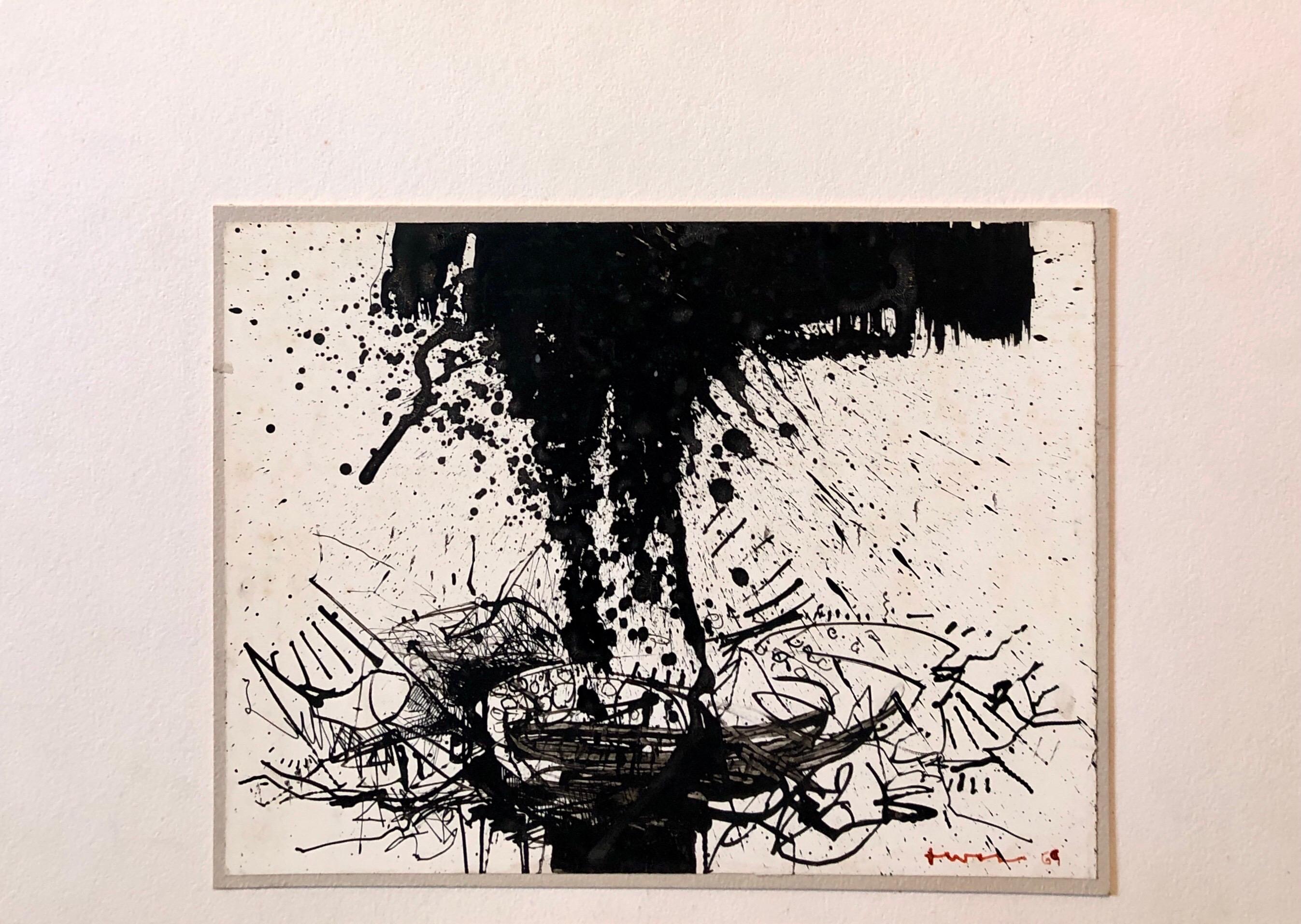 Abstract Expressionist Drawing - Beige Abstract Drawing by John Levee