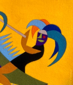 Italian Wool Felt Handmade Futurist Fortunato Depero Art Tapestry Wall Hanging