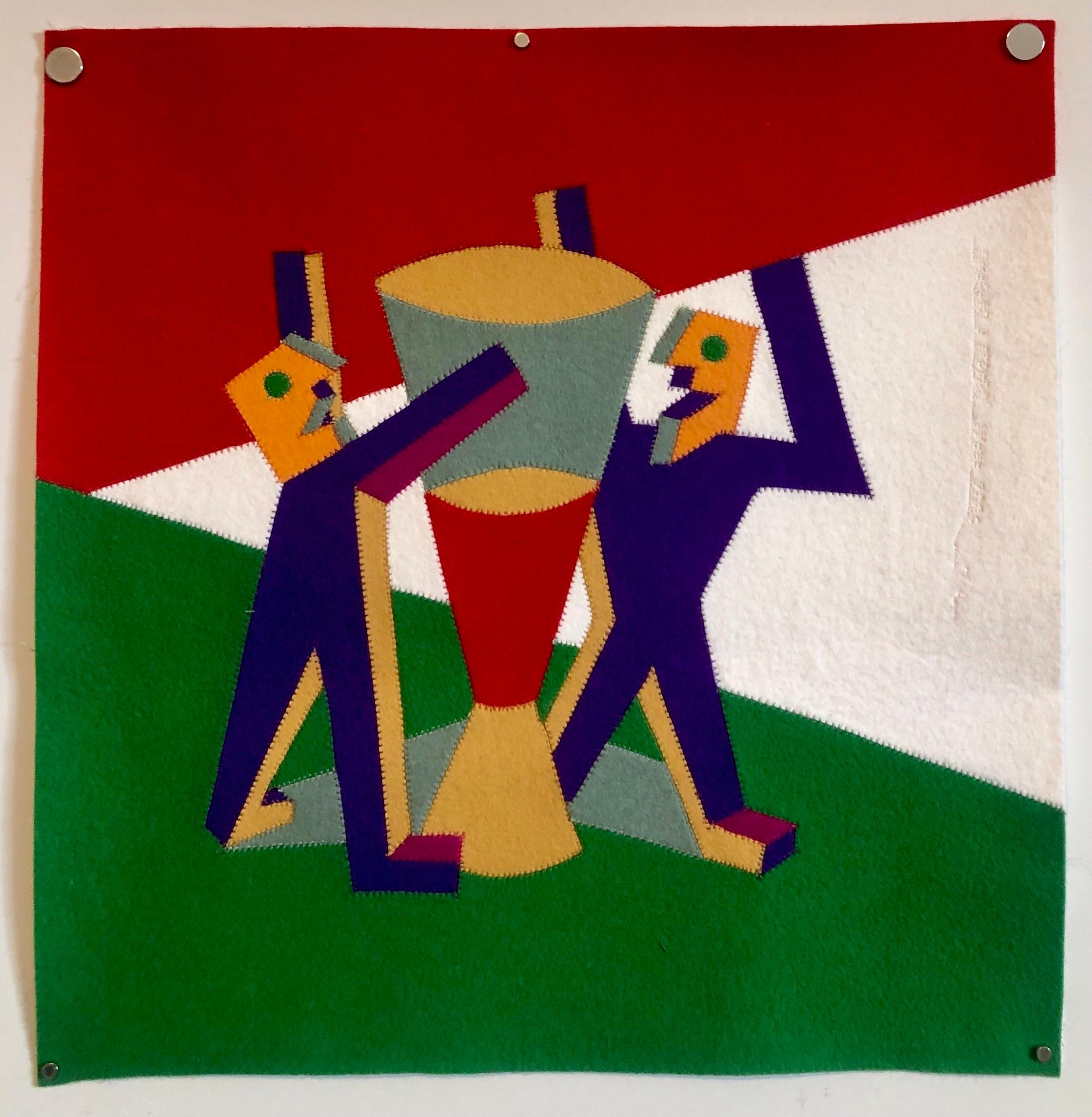 Arazzo d'arte futurista Fortunato Depero in feltro di lana italiano fatto a mano in vendita 4