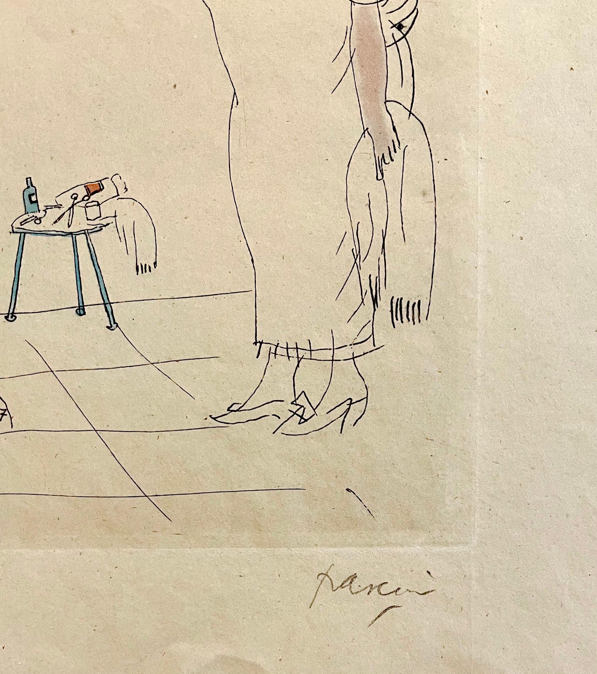 Gravure à la main, peinture à l'aquarelle Jules Pascin, signée en vente 1
