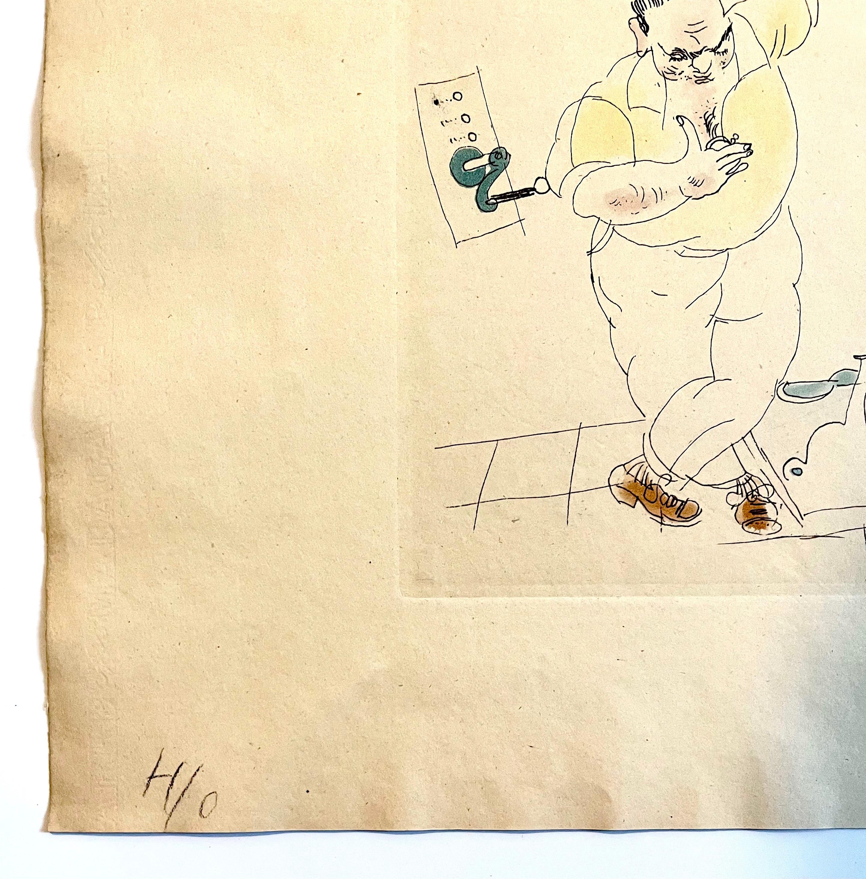 Gravure à la main, peinture à l'aquarelle Jules Pascin, signée en vente 7