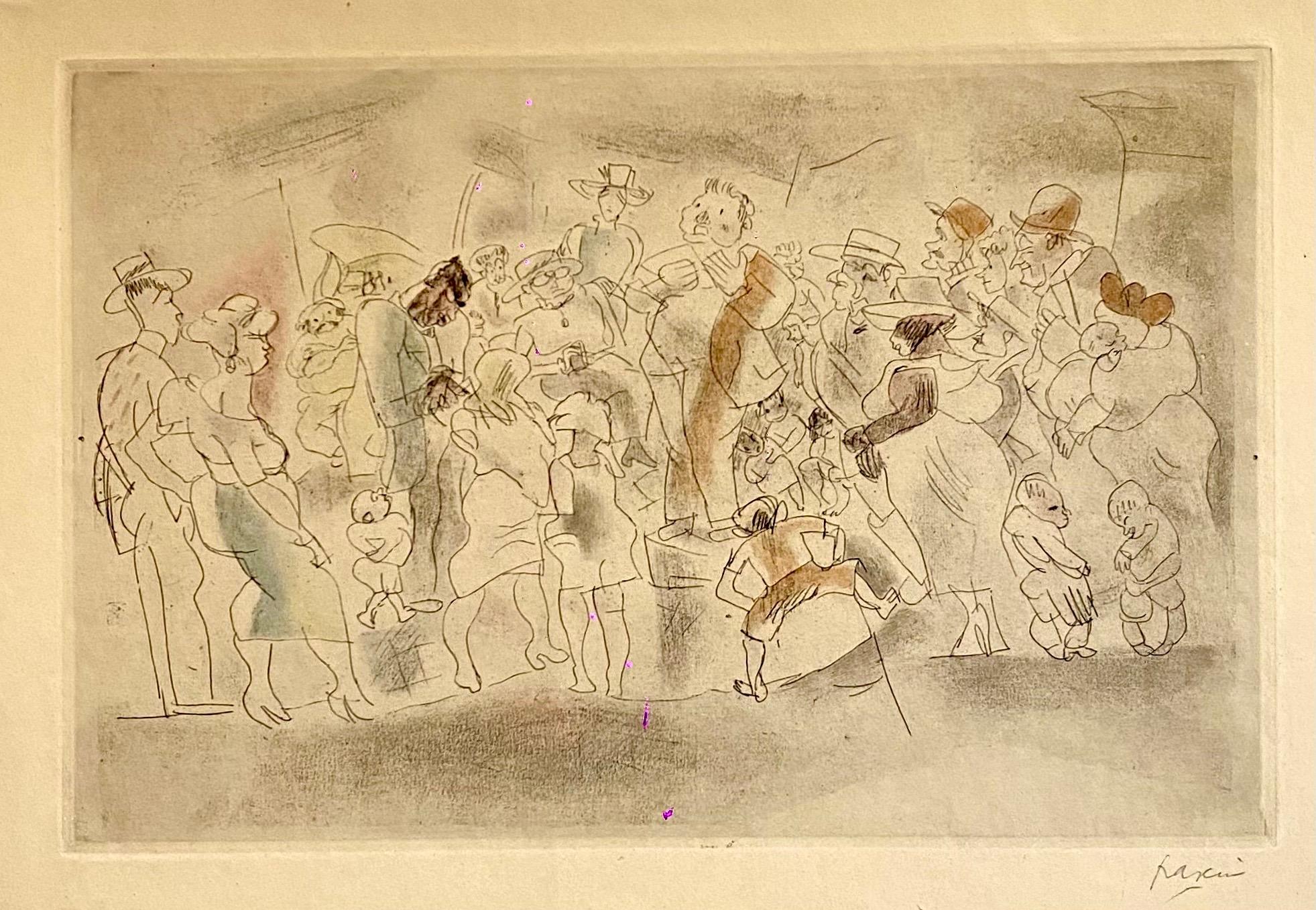 Radierung mit Hand-Aquarellgemälde Jules Pascin Bleistift Signiert