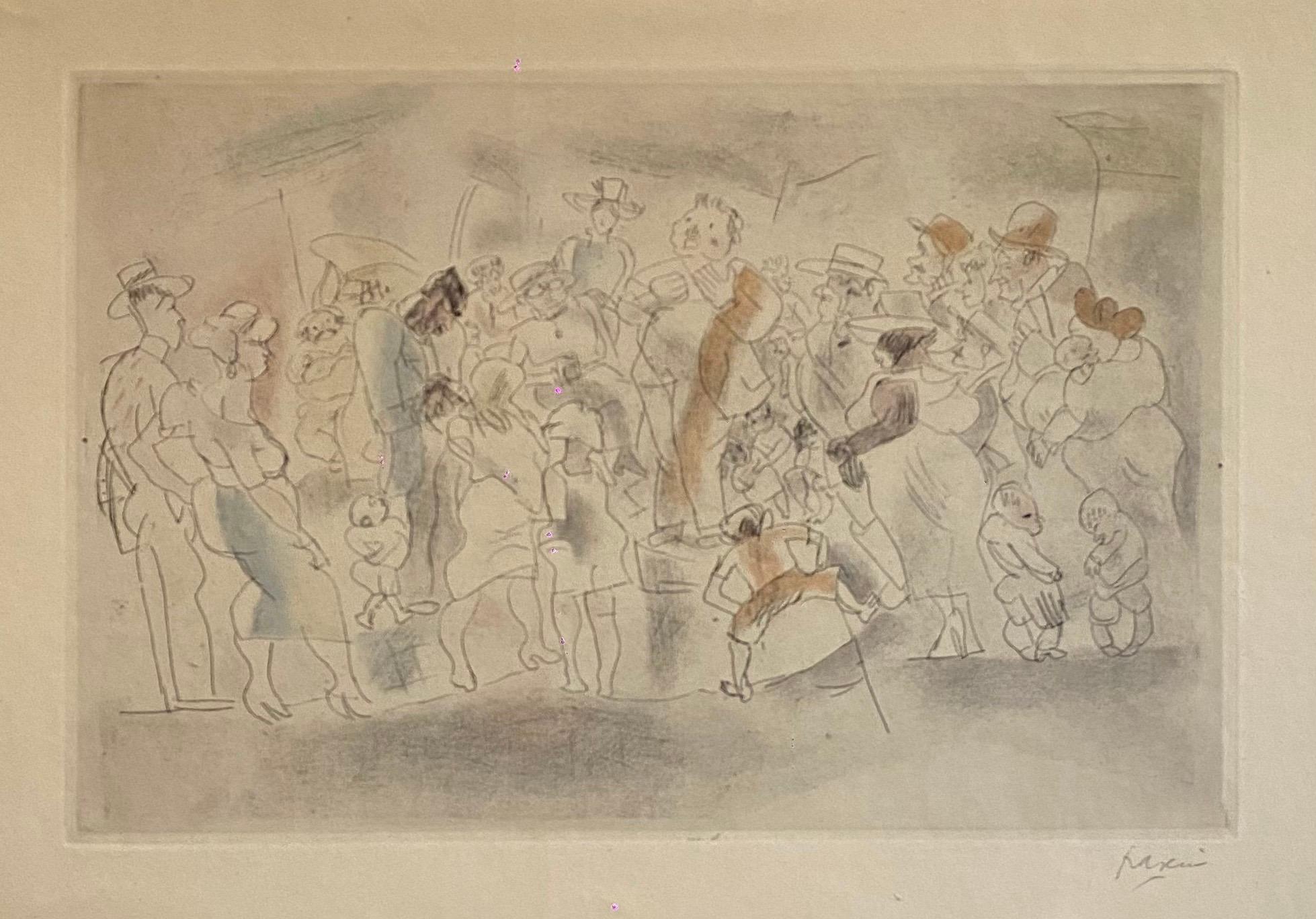 Acquaforte con acquerello a mano Jules Pascin Firmata a matita in vendita 1