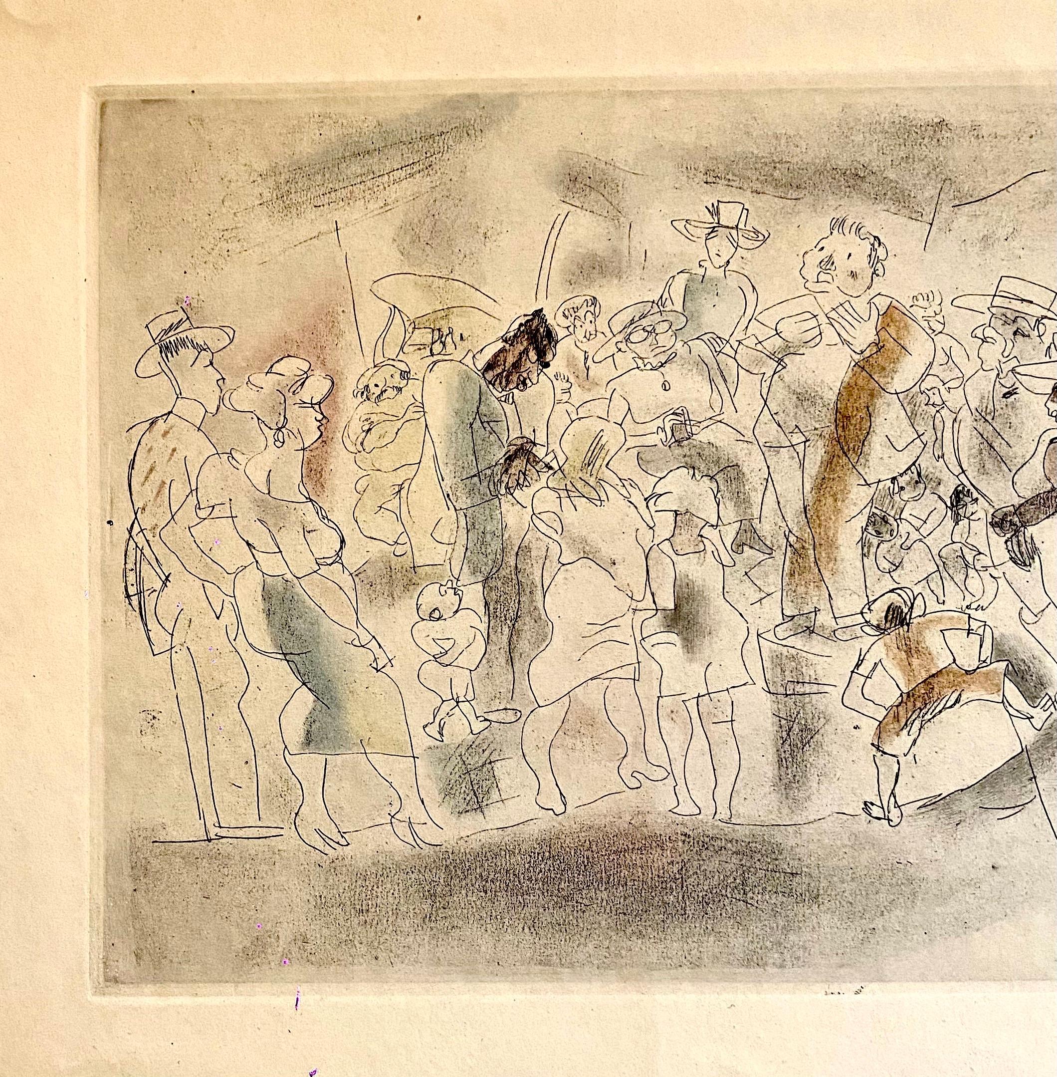 Acquaforte con acquerello a mano Jules Pascin Firmata a matita in vendita 2