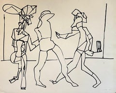 Abstrakt-expressionistische Zeichnung der New Yorker Schule, Aquarellgemälde Carmen Cicero