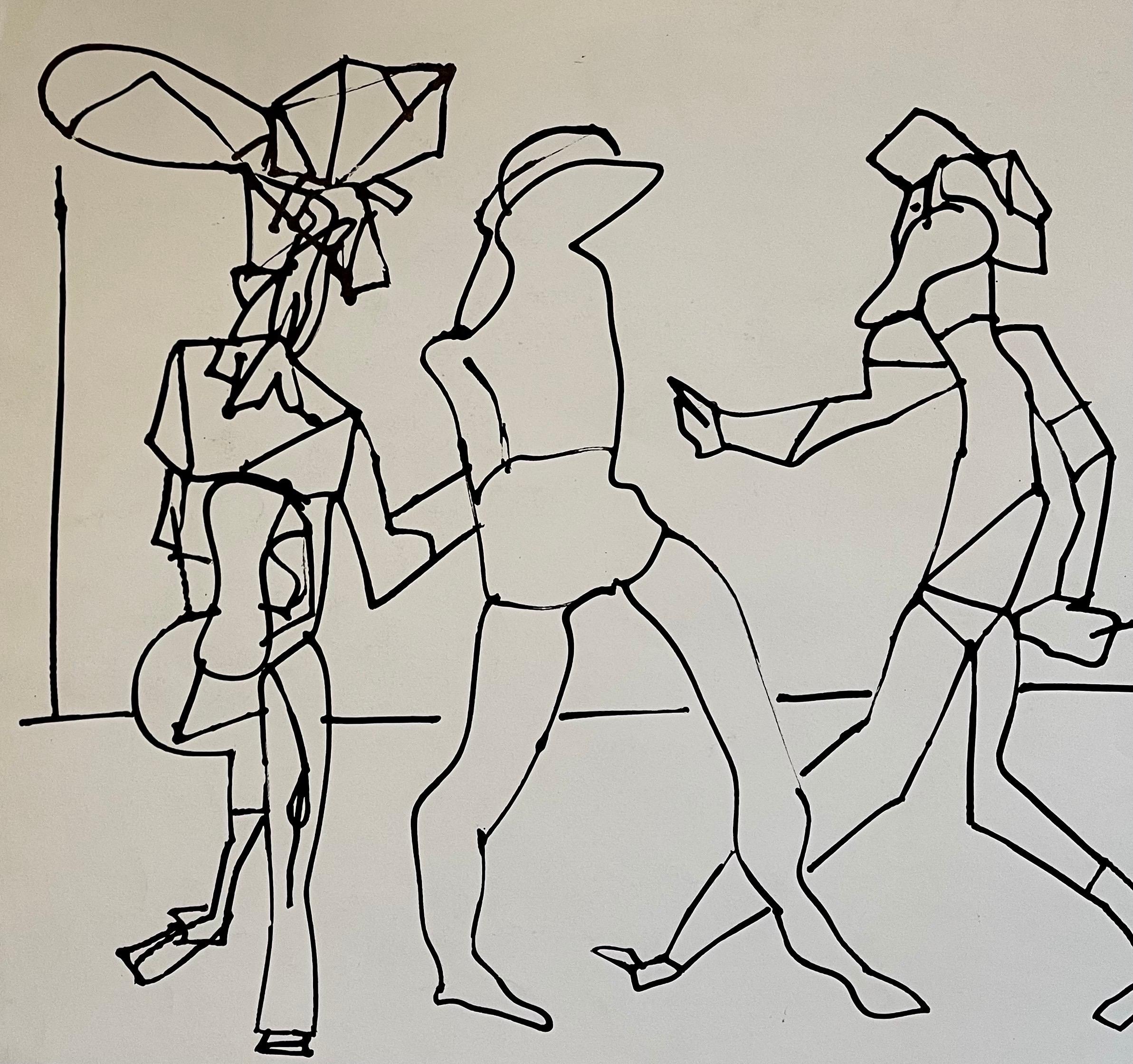 Aquarelle d'un dessin expressionniste abstrait de Carmen Cicero de l'école de New York en vente 1