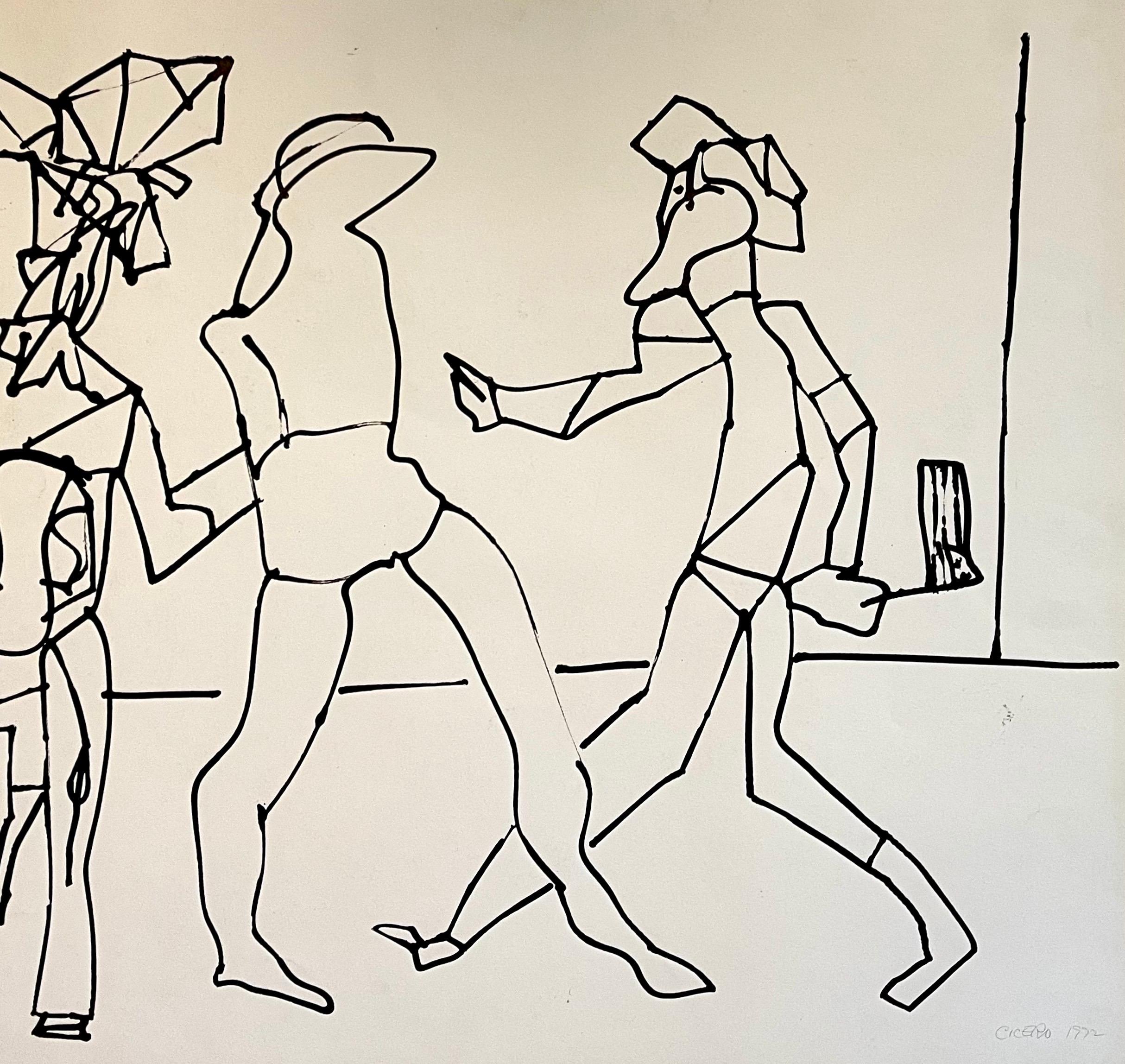Aquarelle d'un dessin expressionniste abstrait de Carmen Cicero de l'école de New York en vente 2