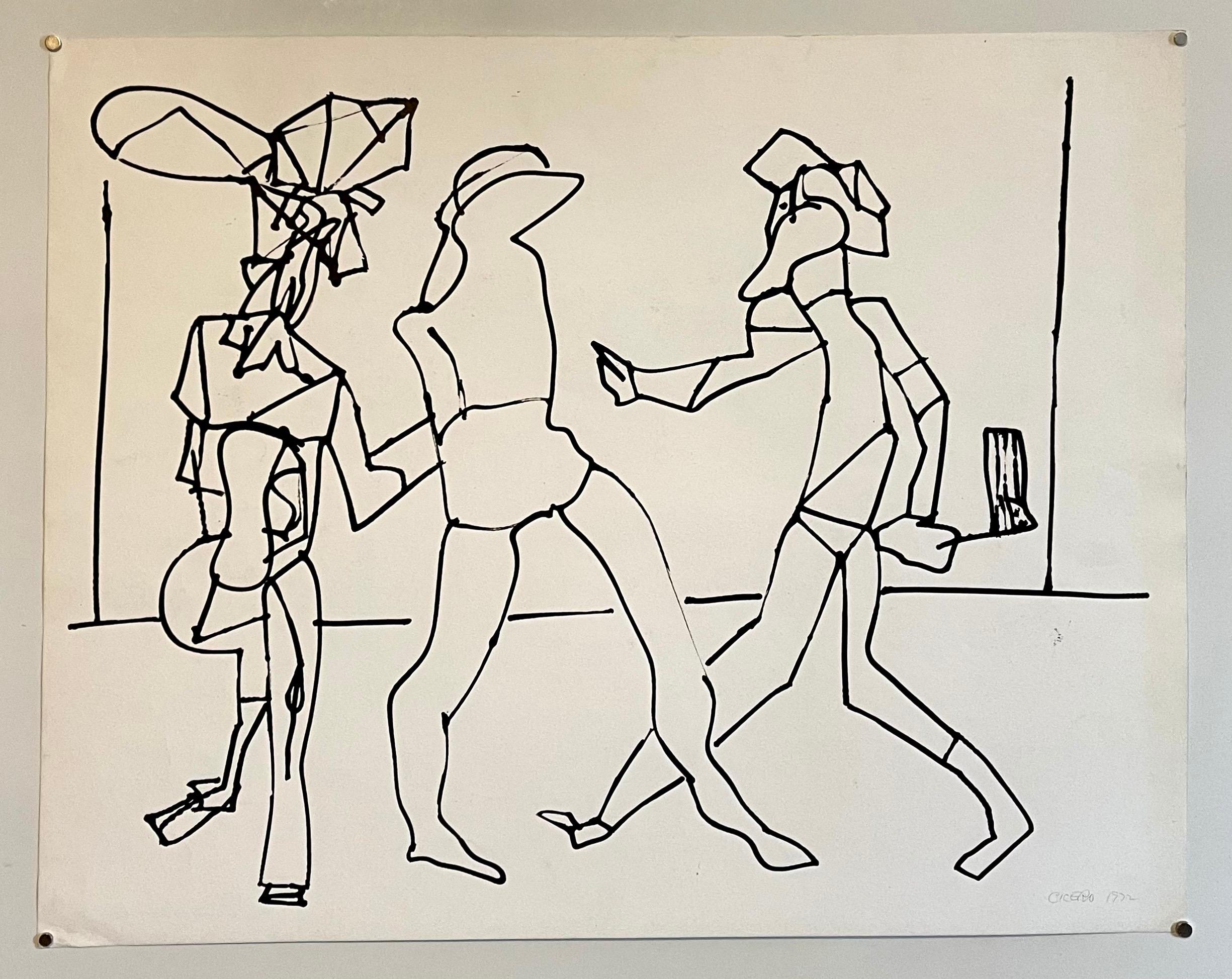 Aquarelle d'un dessin expressionniste abstrait de Carmen Cicero de l'école de New York en vente 4