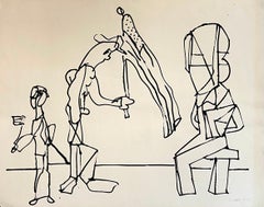 Abstrakt-expressionistische Zeichnung der New Yorker Schule, Aquarellgemälde Carmen Cicero