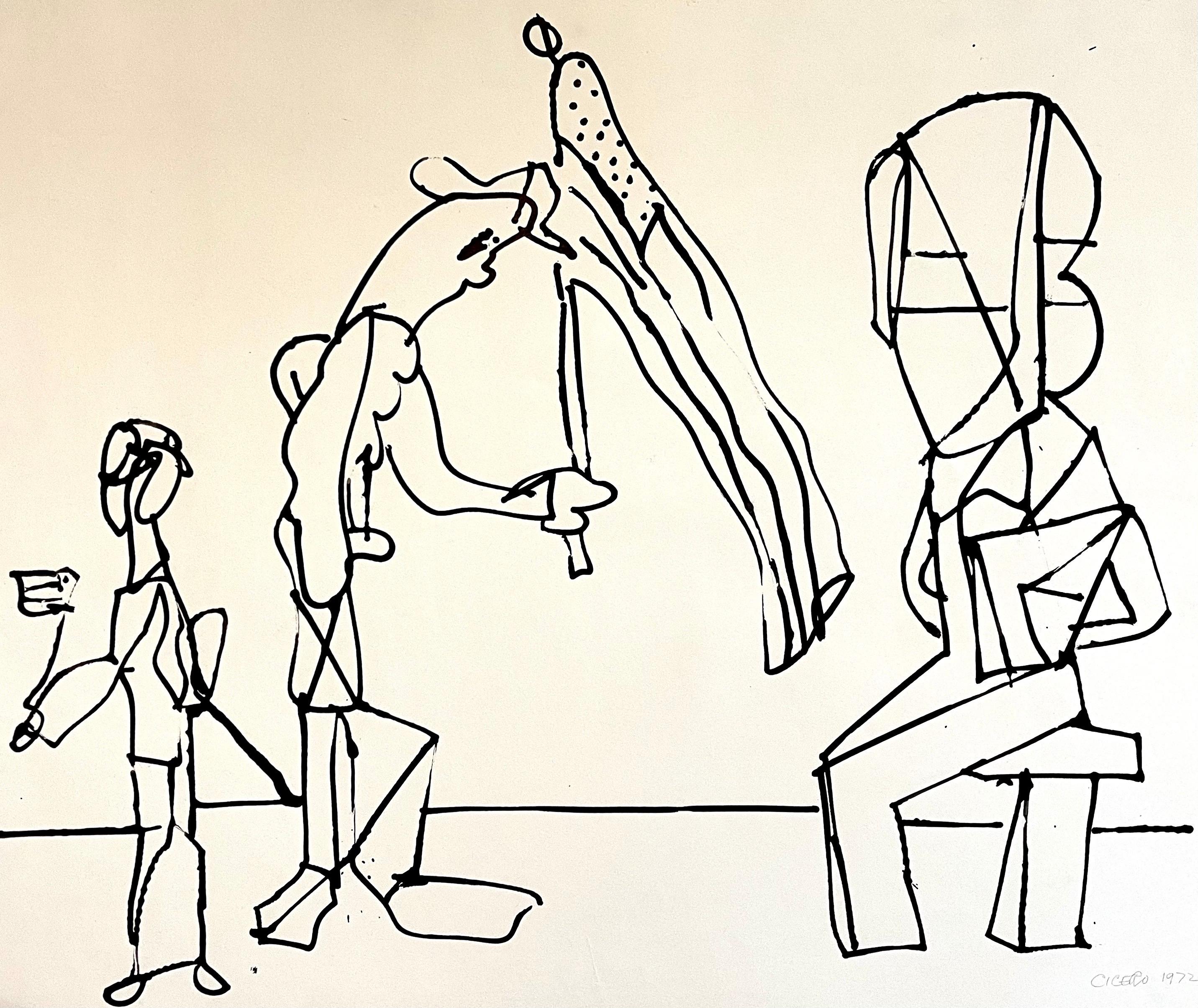 Aquarelle d'un dessin expressionniste abstrait de Carmen Cicero de l'école de New York en vente 1