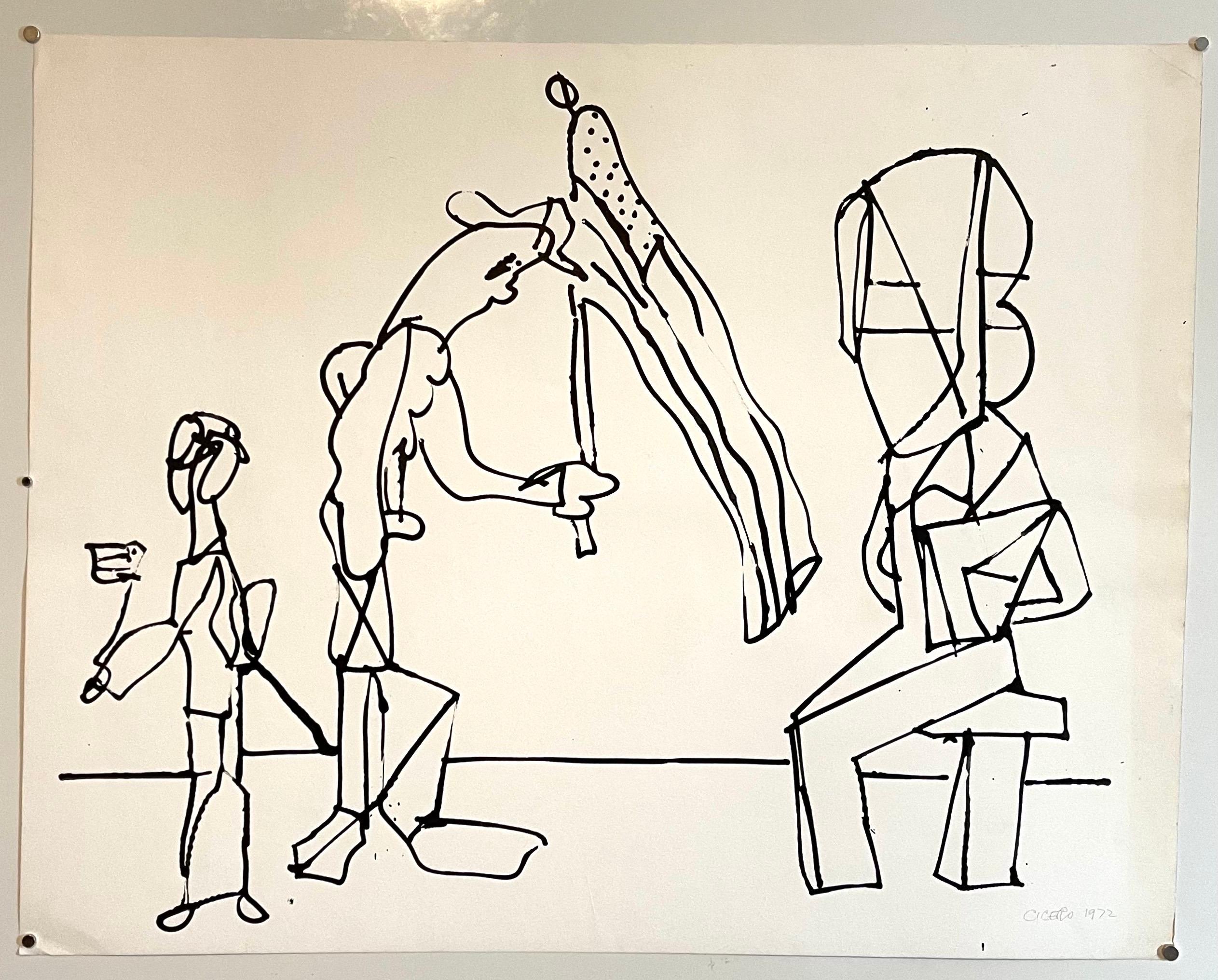 Aquarelle d'un dessin expressionniste abstrait de Carmen Cicero de l'école de New York en vente 2