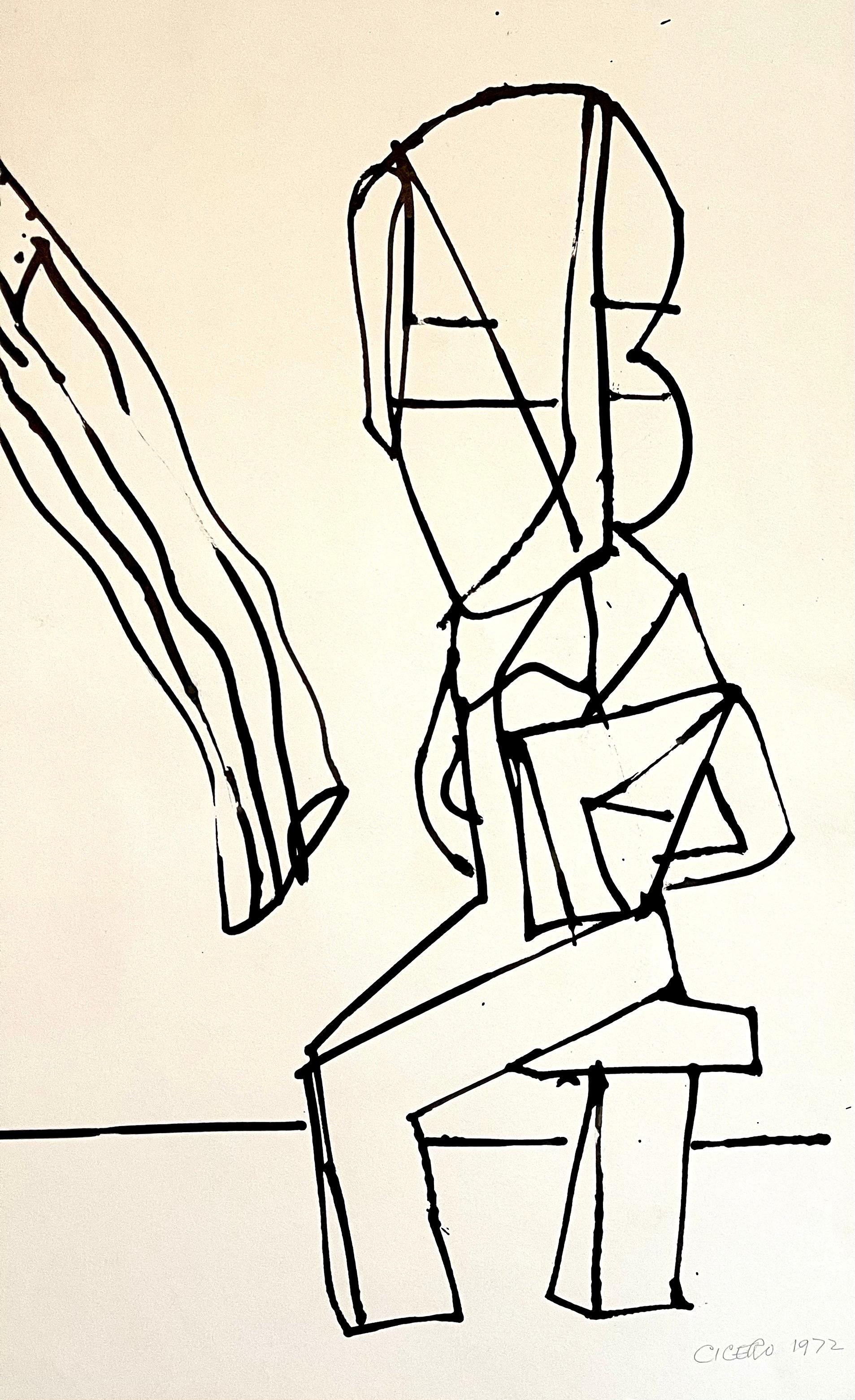 Aquarelle d'un dessin expressionniste abstrait de Carmen Cicero de l'école de New York en vente 4