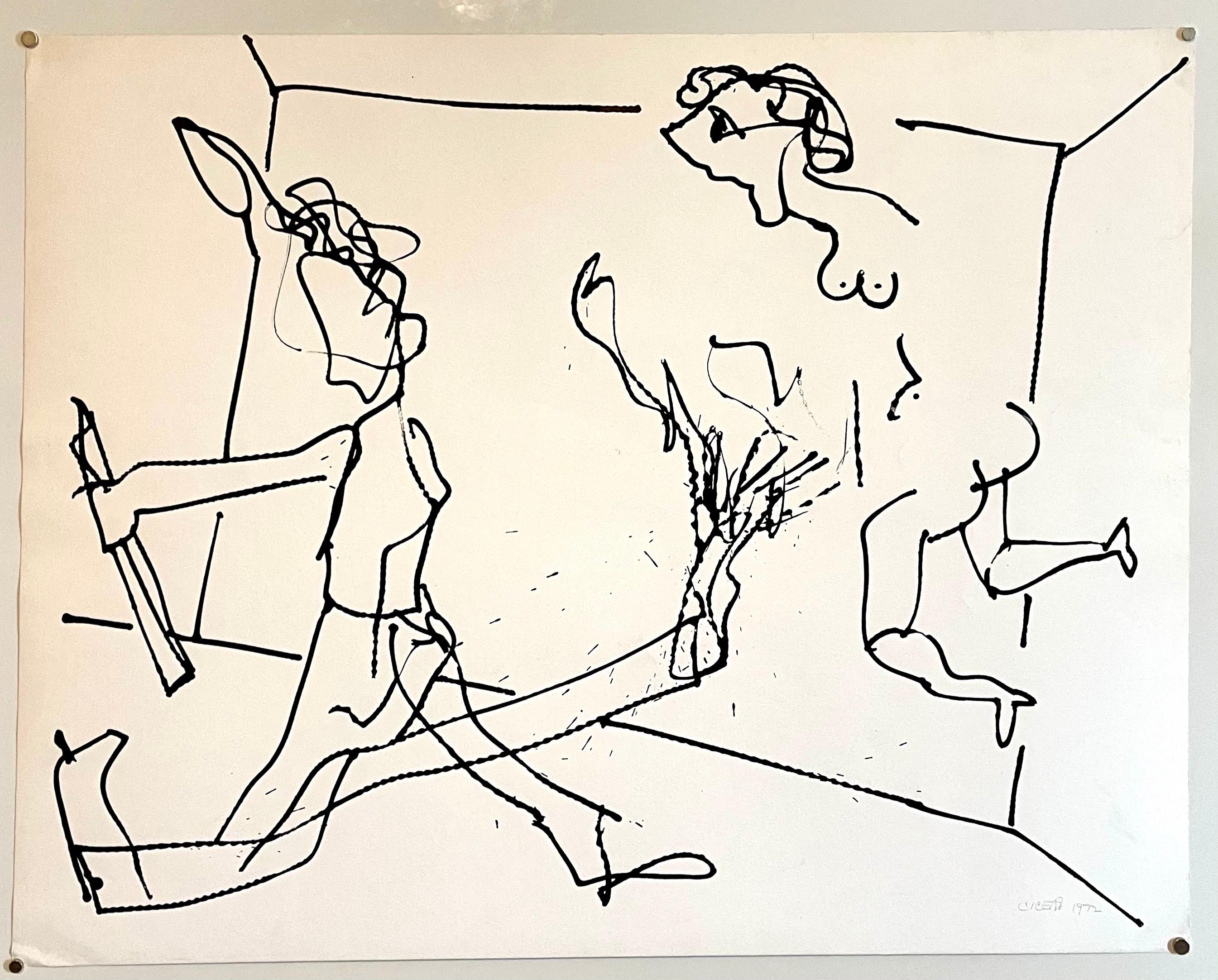 Aquarelle d'un dessin expressionniste abstrait de Carmen Cicero de l'école de New York en vente 4