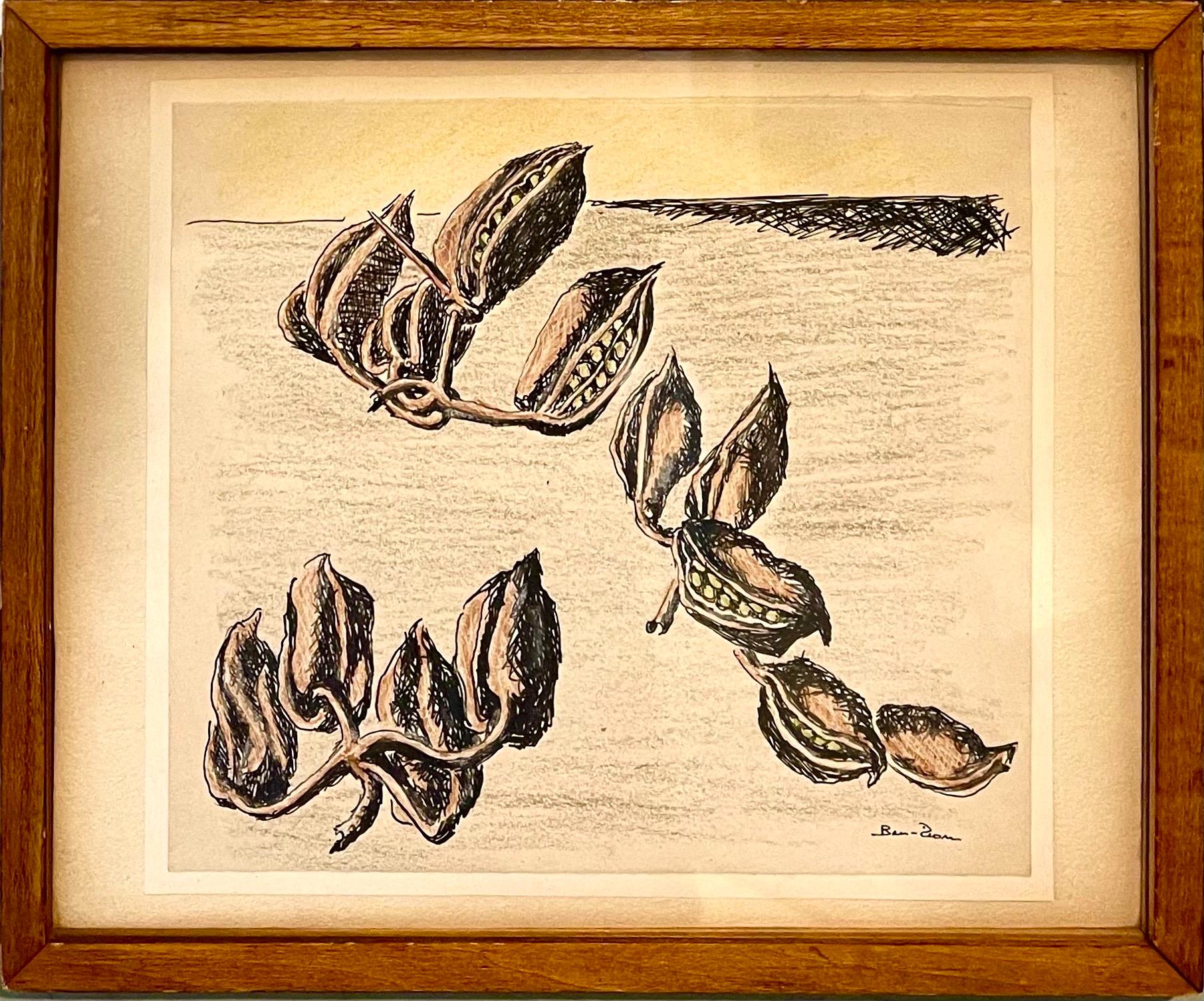 Encre expressionniste, pastel, dessin au crayon par le moderniste juif américain Ben Zion WPA