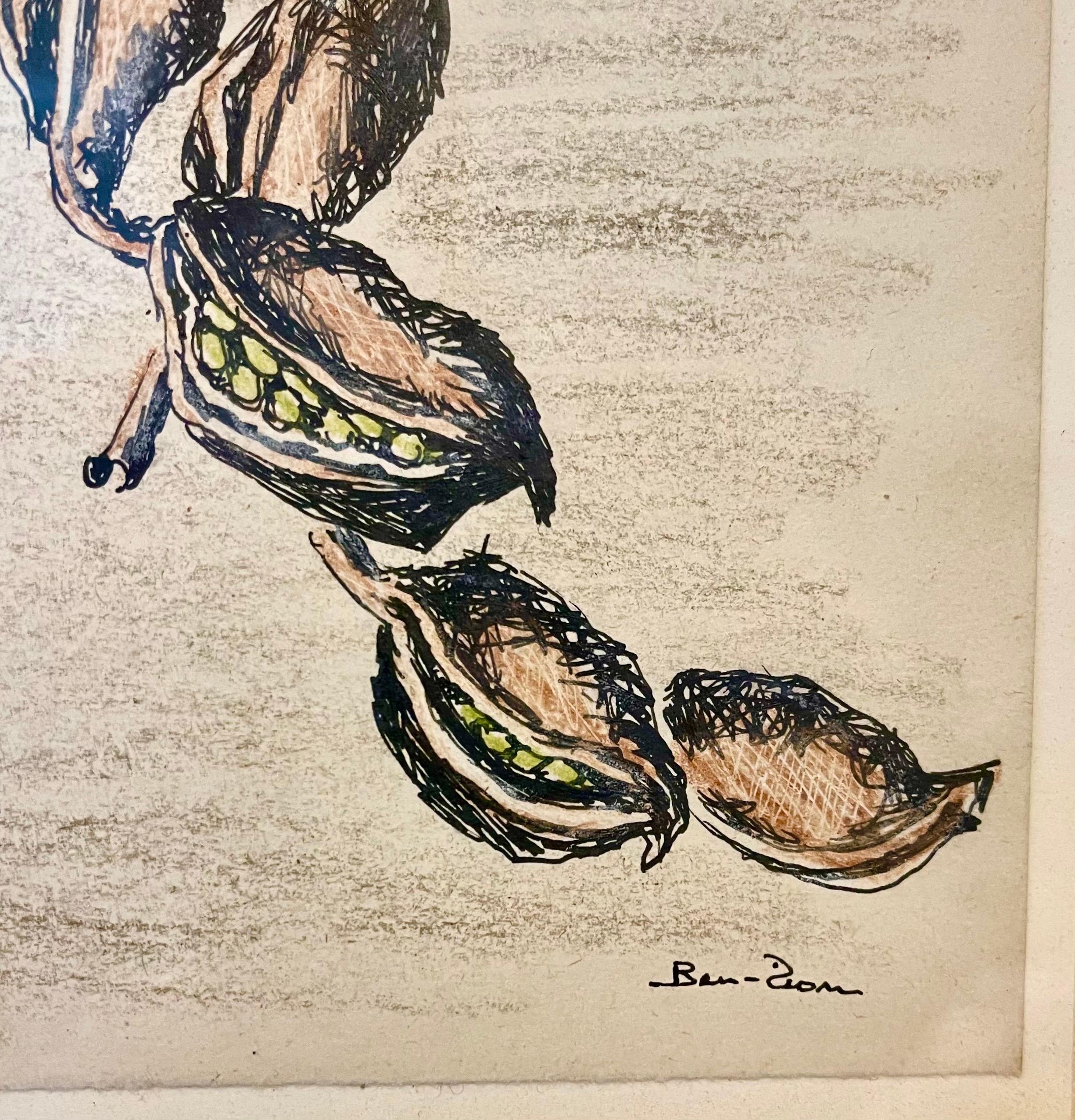 Disegno espressionista a inchiostro, pastello e pastello Ebreo Americano Modernista Ben Zion WPA - Art Espressionista di Ben-Zion Weinman
