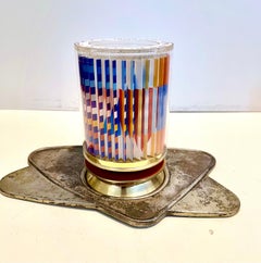 Achat Siebdruck Judaica Kiddush Cup Signierte israelische kinetische Op-Art-Skulptur