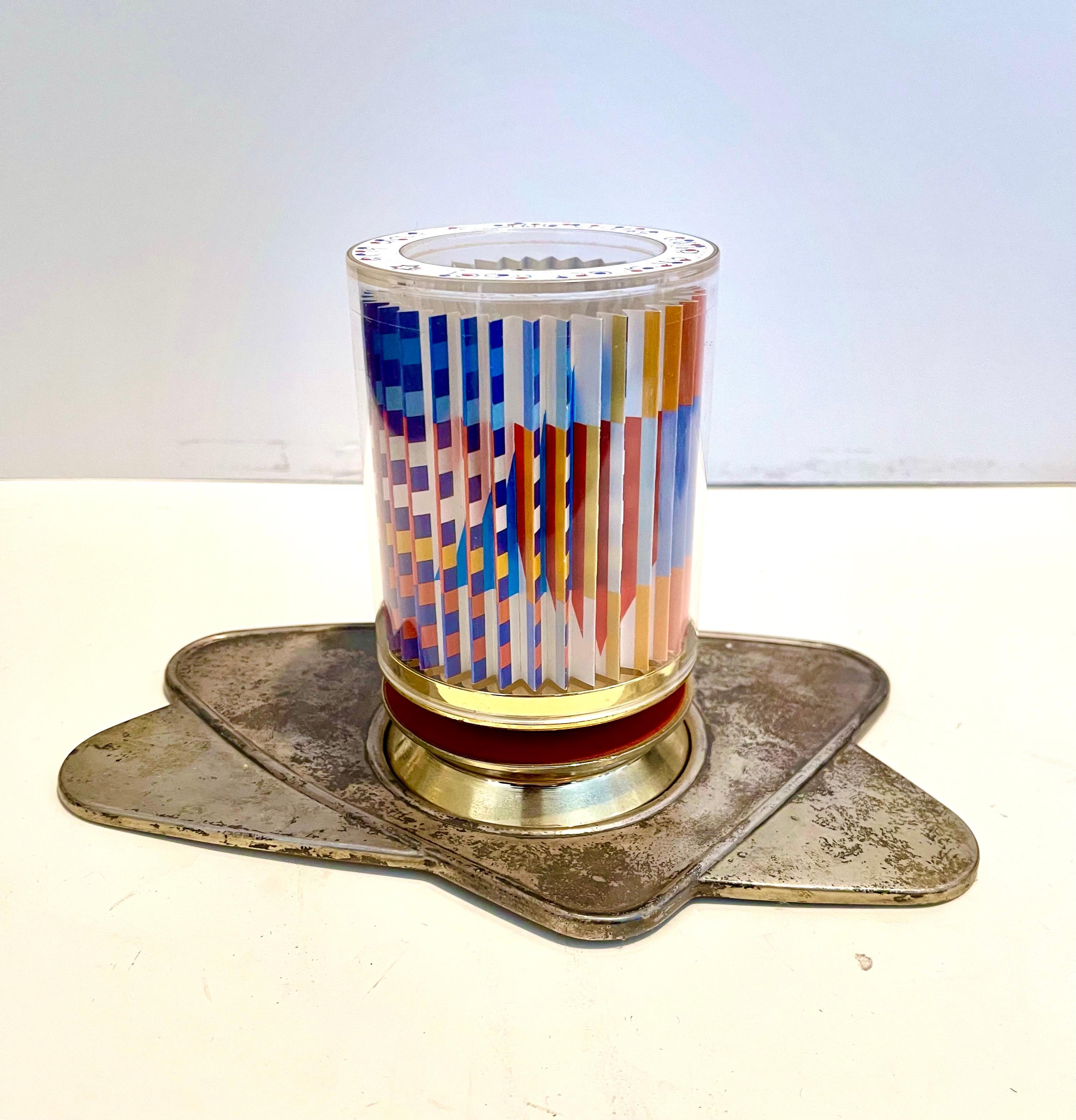 Achat Siebdruck Judaica Kiddush Cup Signierte israelische kinetische Op-Art-Skulptur im Angebot 2