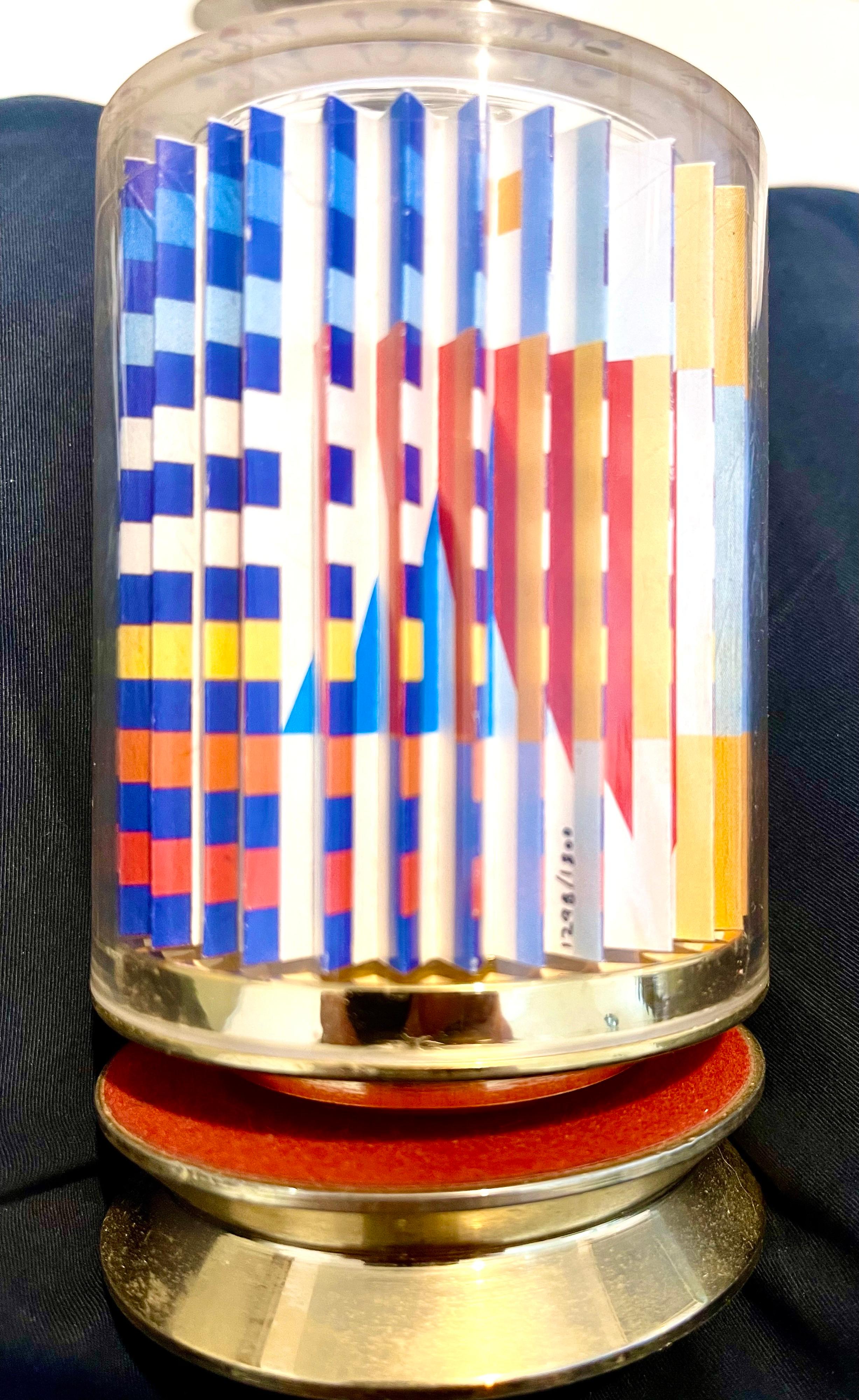 Achat Siebdruck Judaica Kiddush Cup Signierte israelische kinetische Op-Art-Skulptur im Angebot 9
