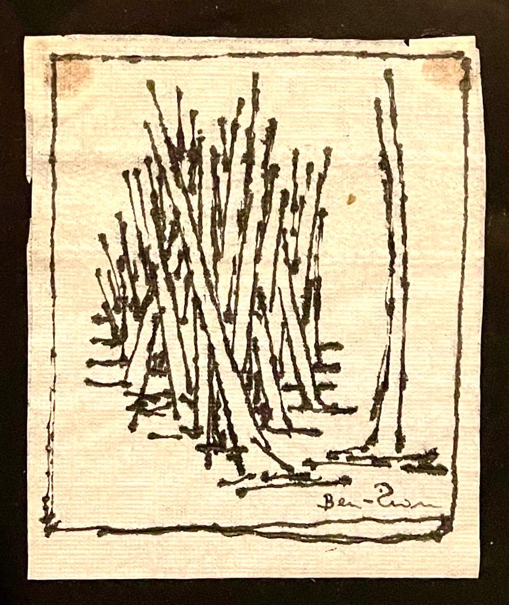 Dibujo expresionista en miniatura Tallos de trigo Modernista americano Ben Zion WPA - Art de Ben-Zion Weinman
