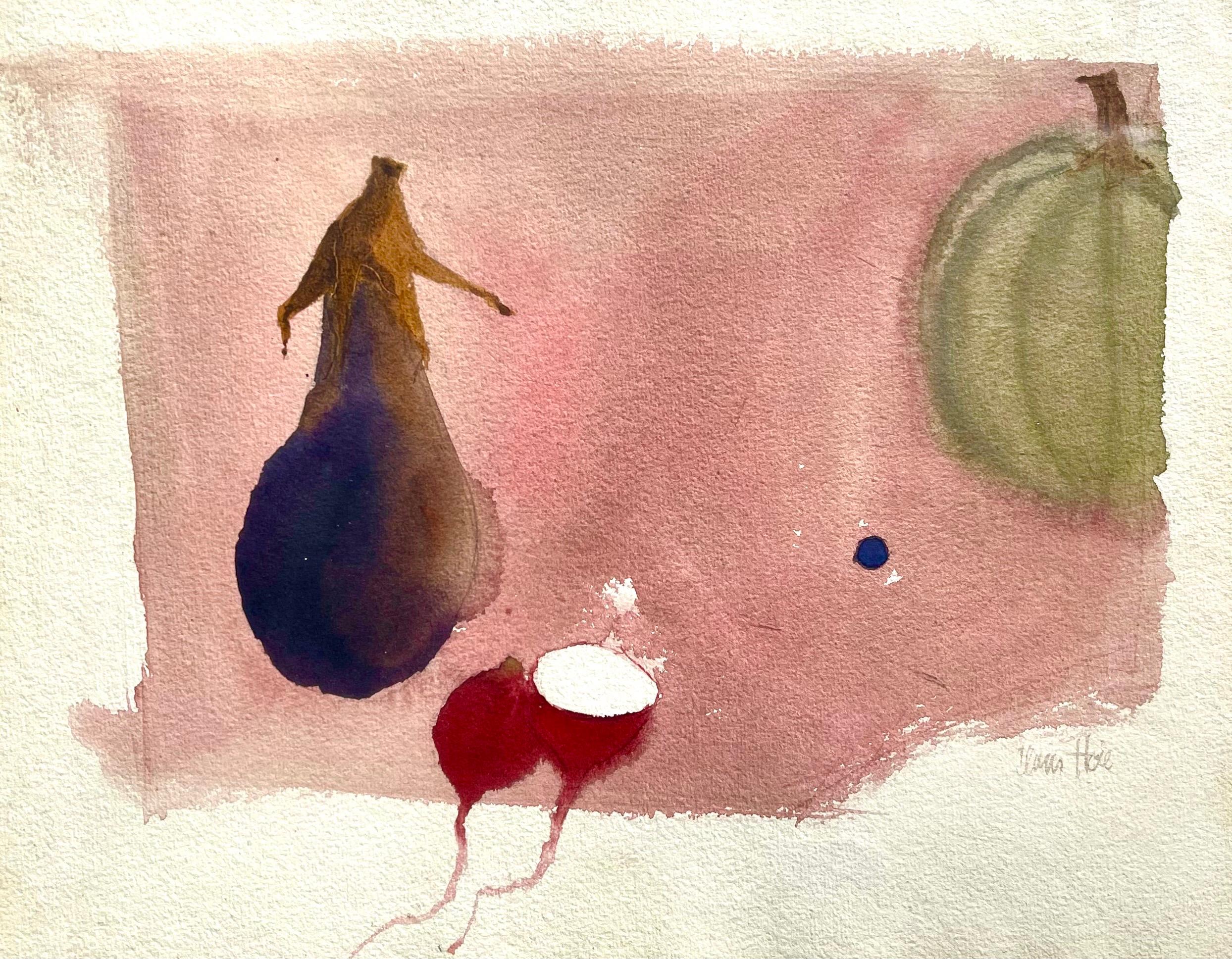 Aquarelle Nature morte Peinture Légumes Claus Hoien Greengrocer Kitchen Series