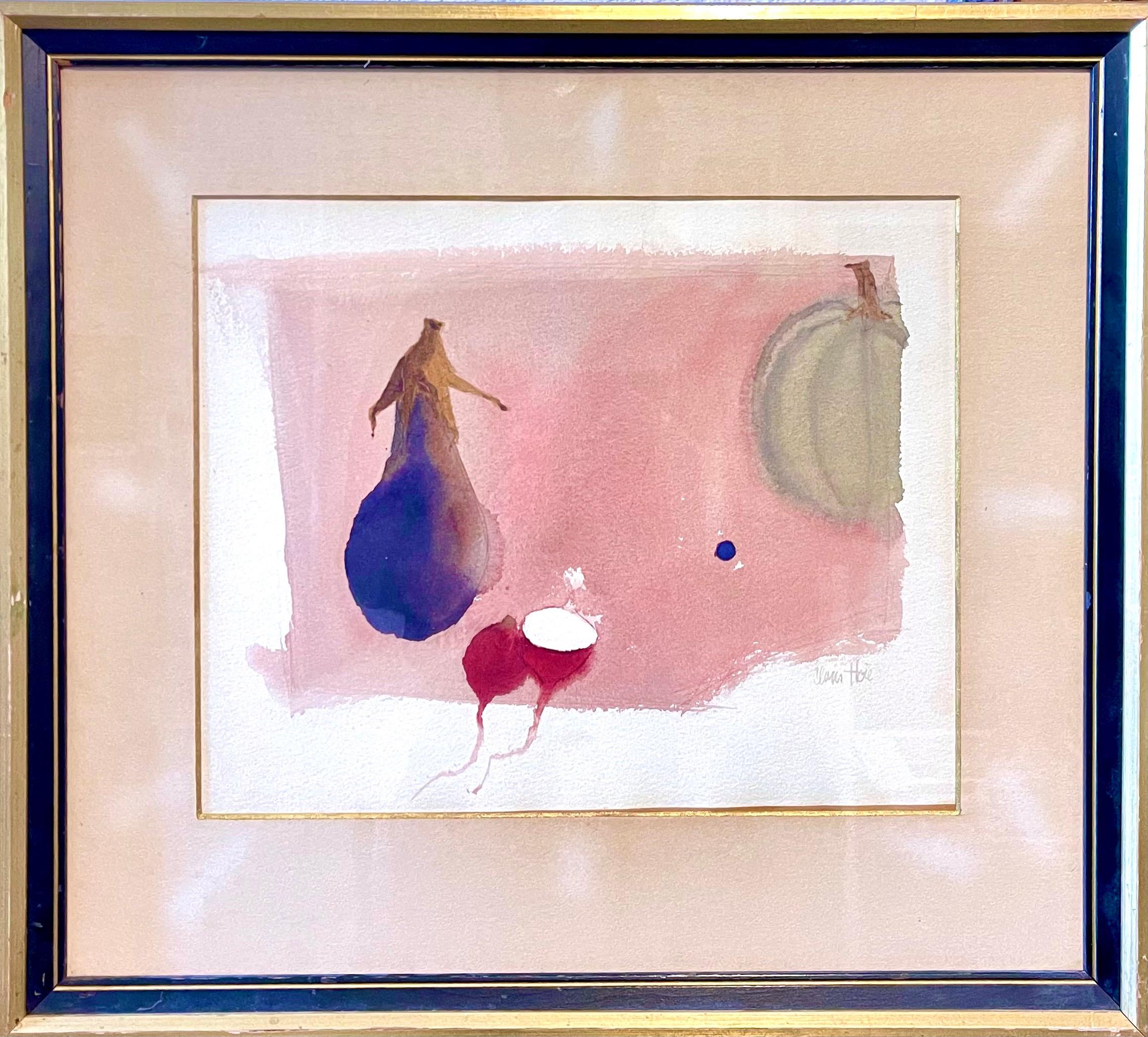 Aquarell-Stillleben-Gemälde, Gemüse, Claus Hoien Greengrocer Kitchen Series, Aquarell im Angebot 1