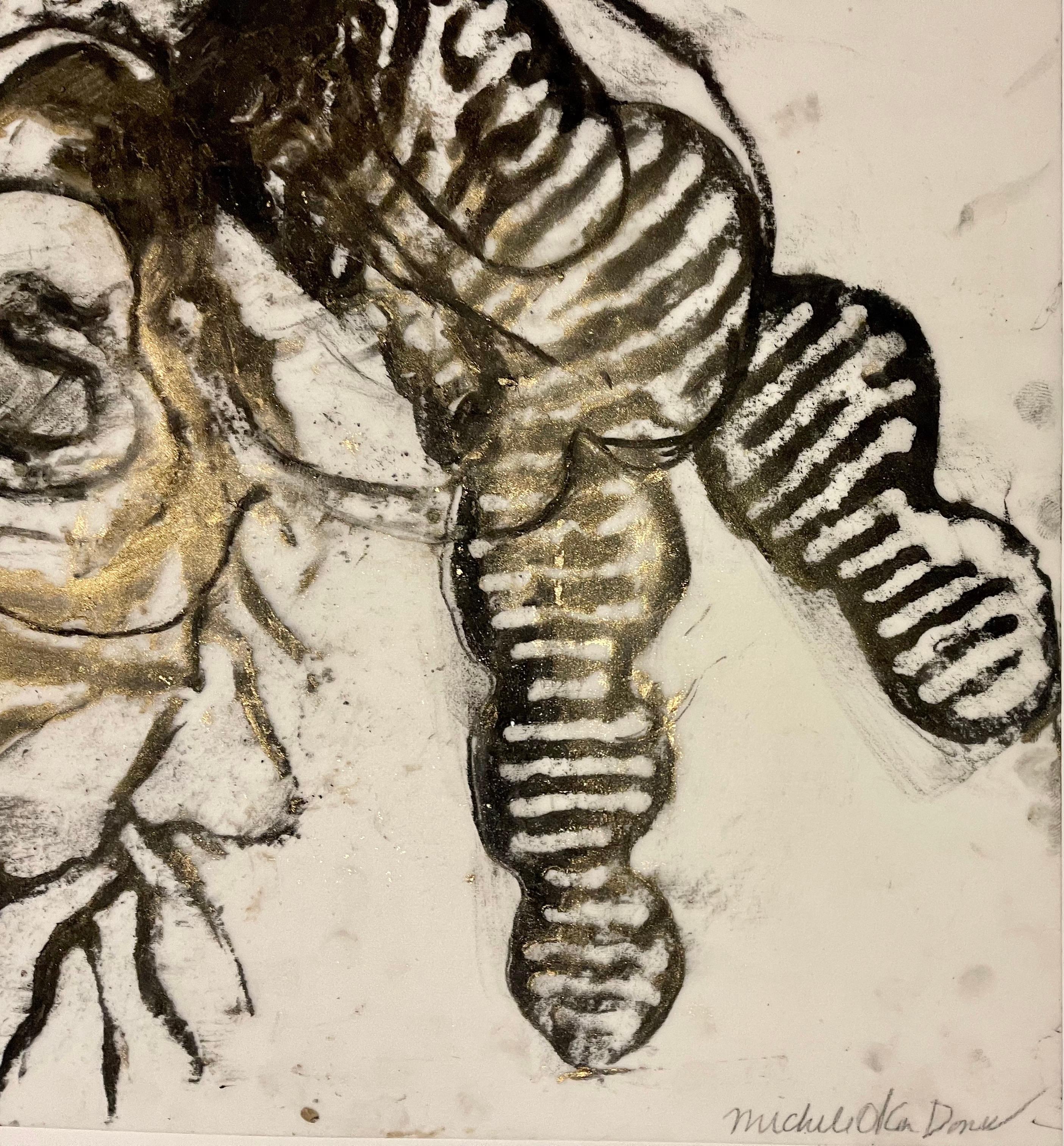 Original Zeichnung, Gemälde, Abstrakte Biomorphe Kunst, Blattgold, Michele Oka Doner im Angebot 4