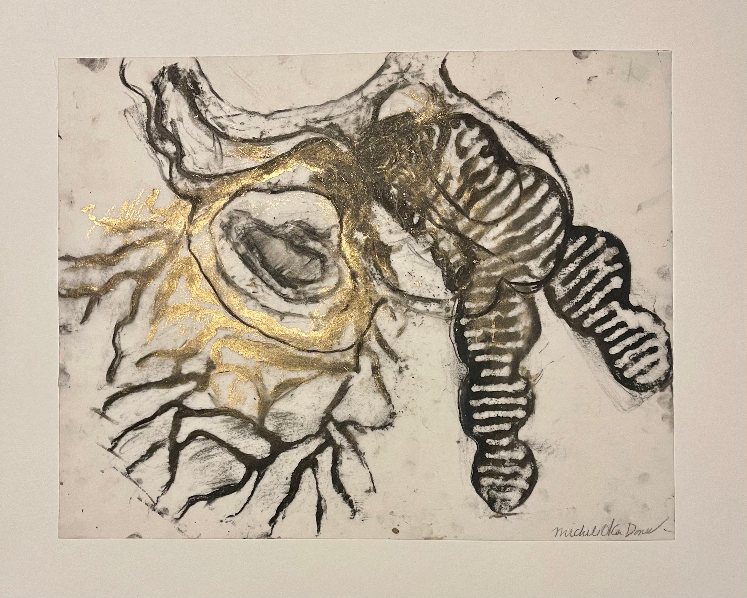 Original Zeichnung, Gemälde, Abstrakte Biomorphe Kunst, Blattgold, Michele Oka Doner im Angebot 8