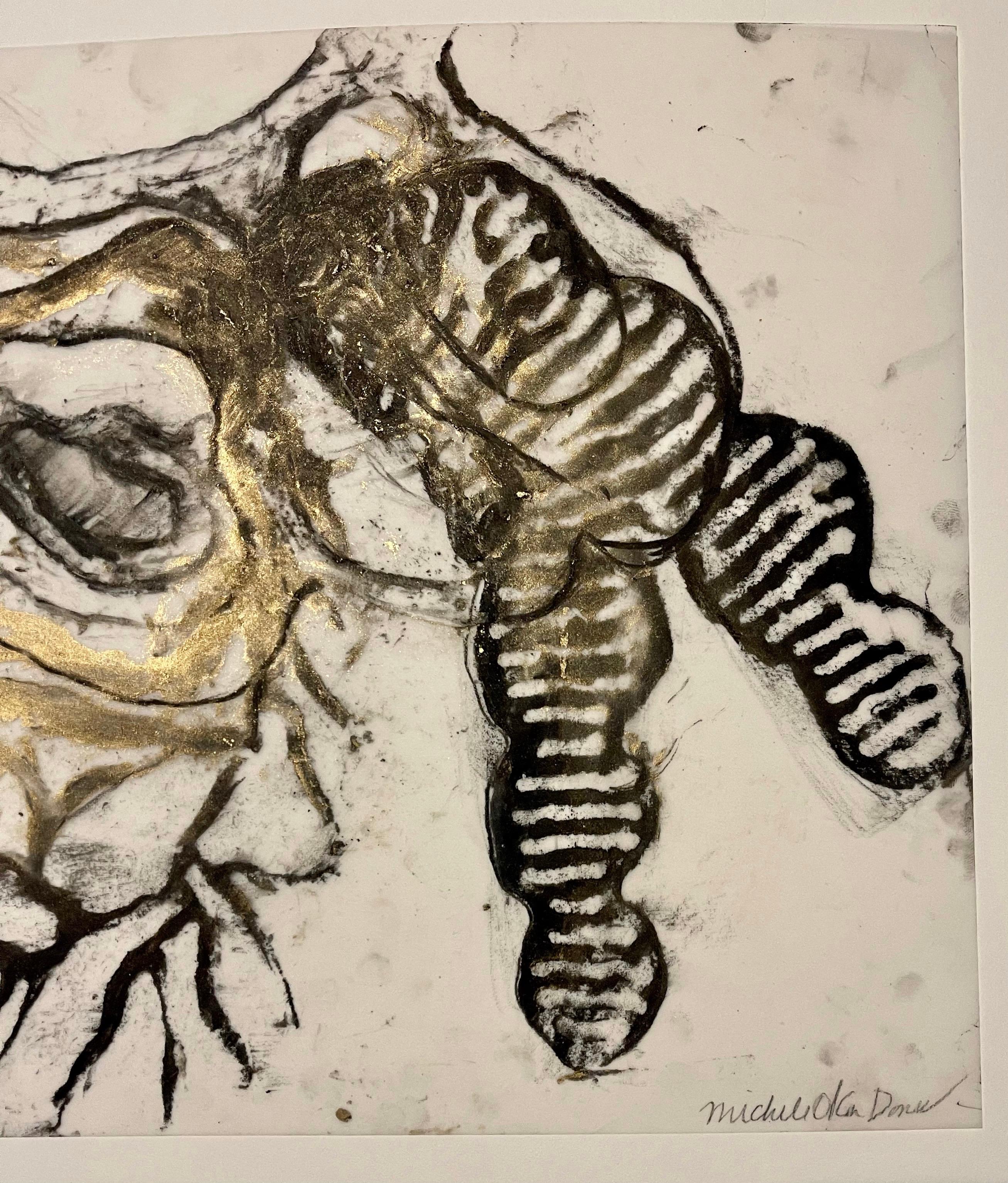 Original Zeichnung, Gemälde, Abstrakte Biomorphe Kunst, Blattgold, Michele Oka Doner im Angebot 9