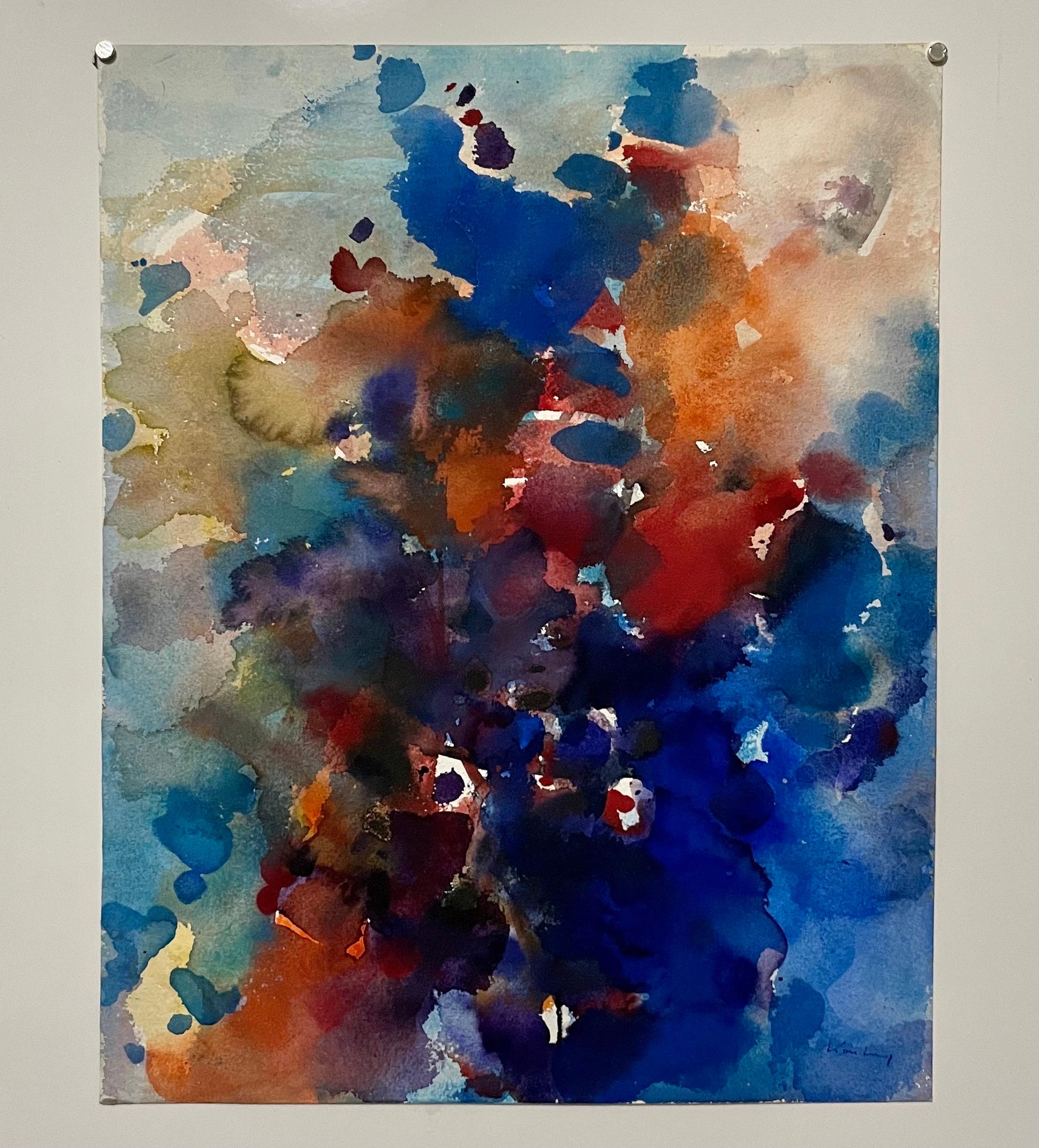 Modernist Abstract Expressionist Watercolor Painting Bauhaus Weimar Artist - Black Abstract Drawing by Pawel Kontny