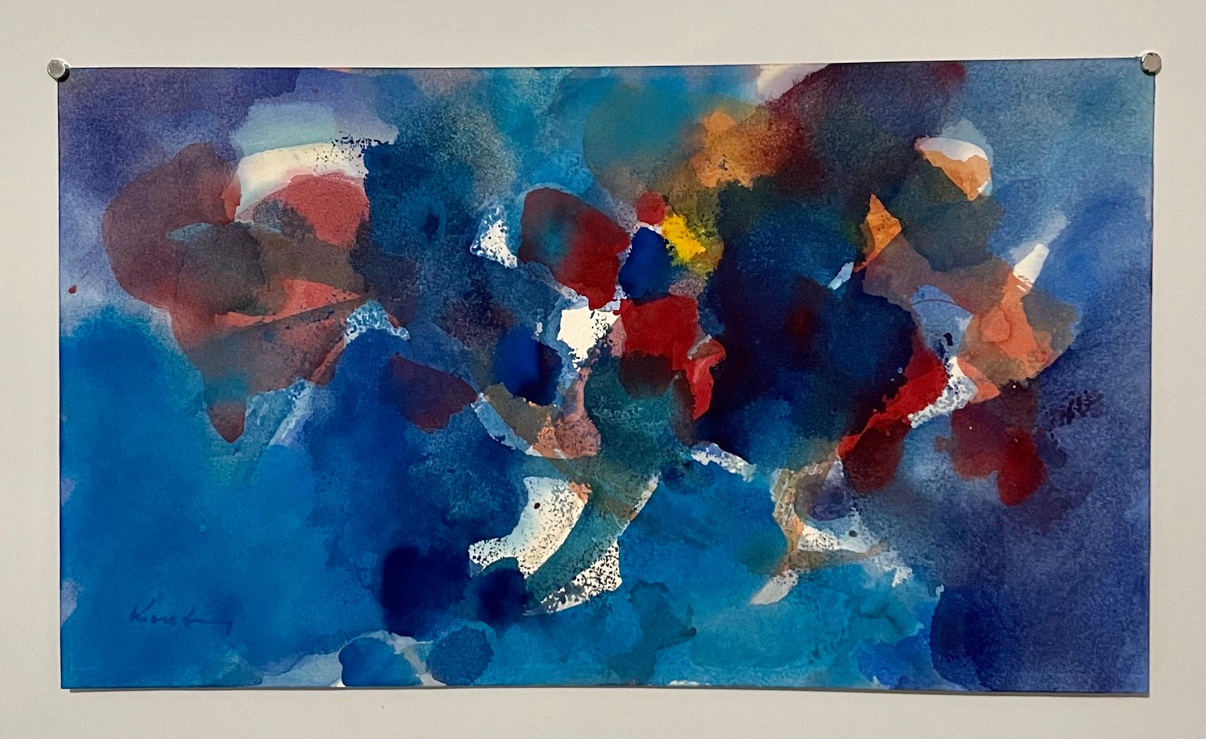 Peinture moderniste abstraite expressionniste à l'eau Bauhaus Weimar Pawel Kontny en vente 1